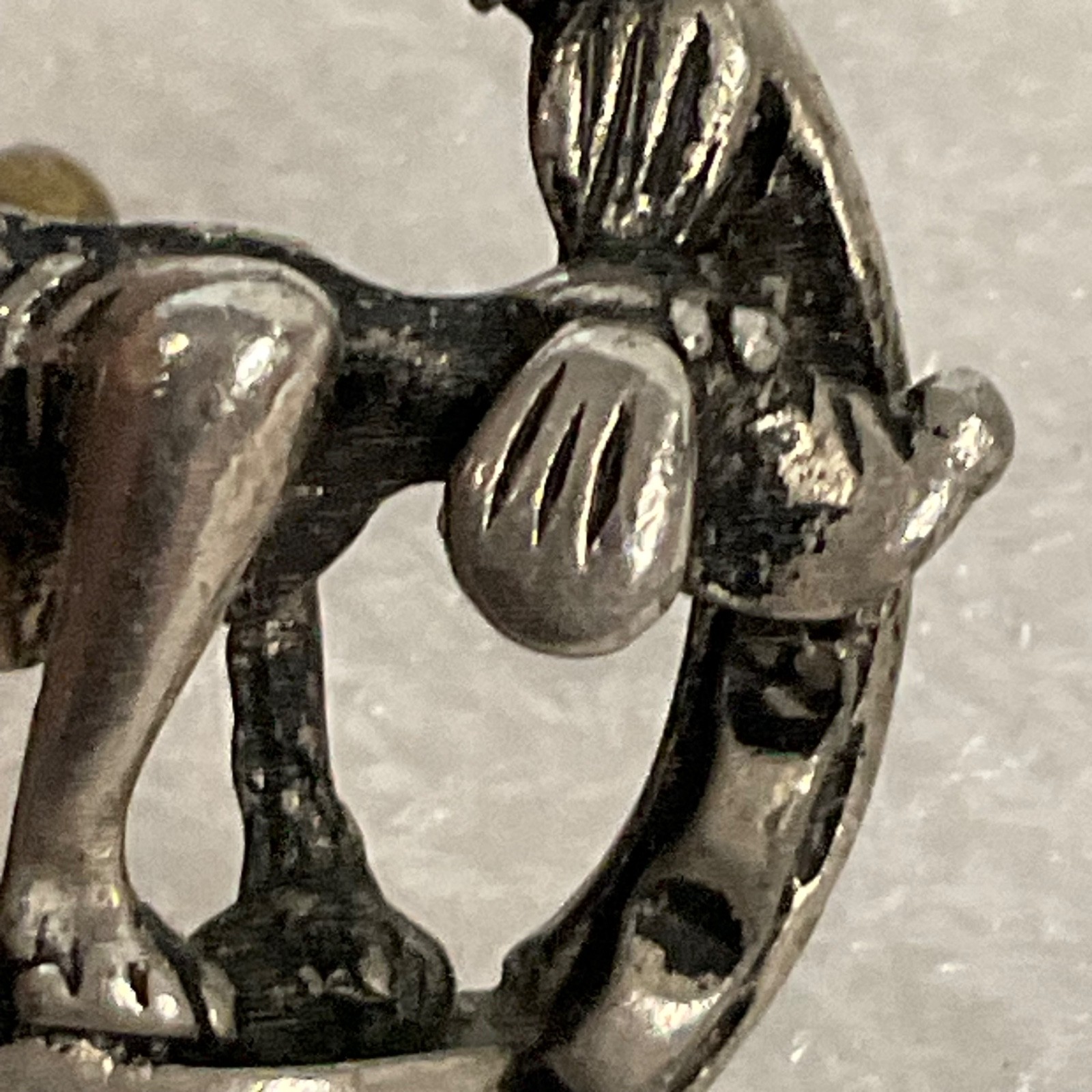 Round Dog Cufflink Silver Tone Figural 0.9in 11.51g Single - Image 5