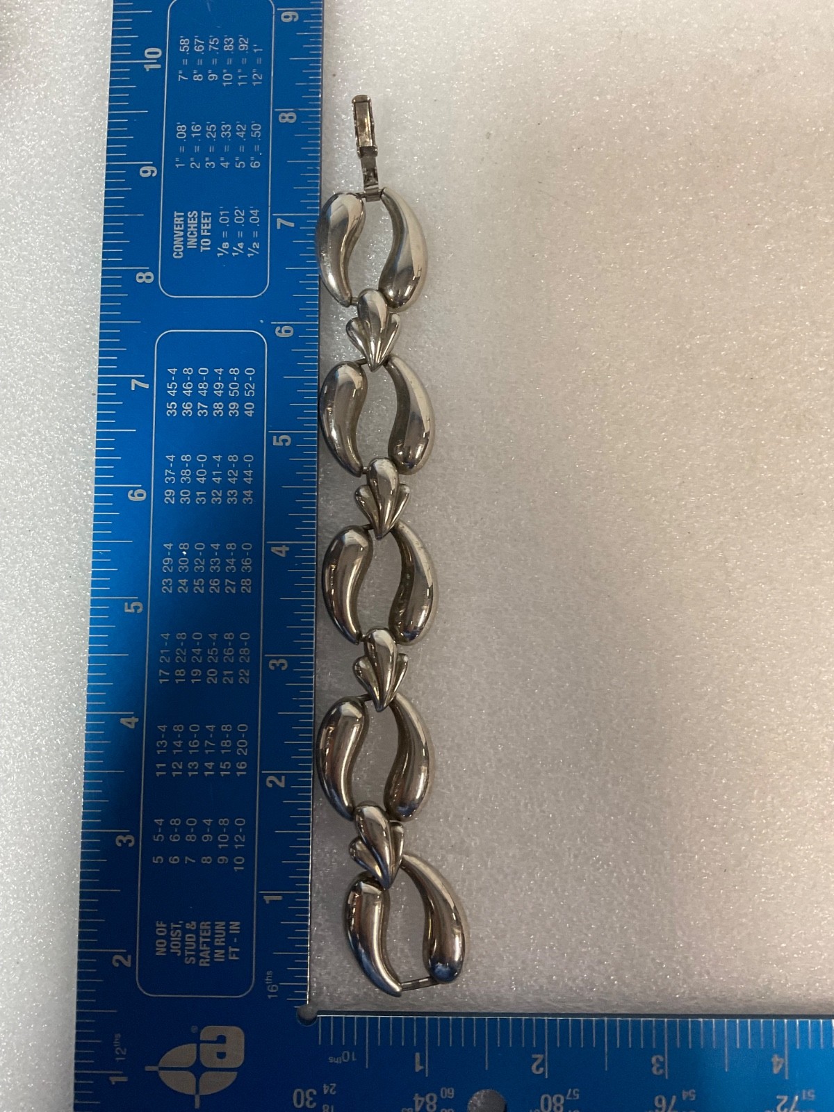 7in Silver Tone Chunky Link Bracelet 39.56g Fold Over Clasp - Image 3
