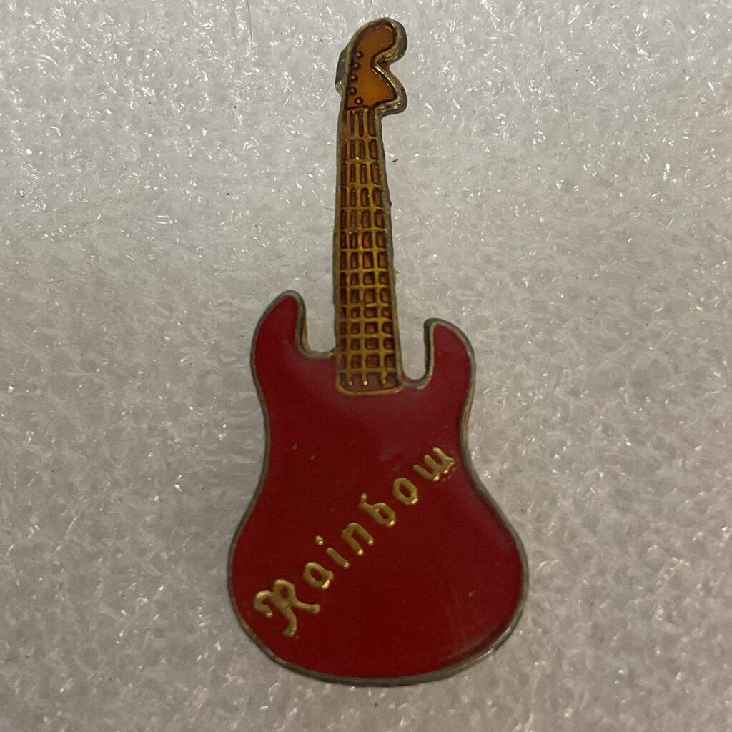 Rainbow Red Guitar Metal Enamel 1.5" Pin Pinback Vintage Richie Blackmore Rock - Image 1