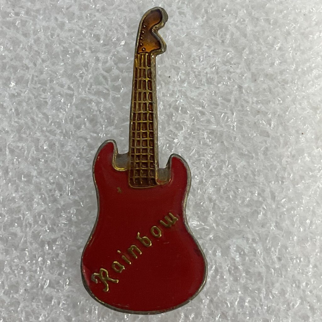 Rainbow Red Guitar Vintage Metal Enamel 1.5" Pin Pinback Richie Blackmore Rock - Image 1