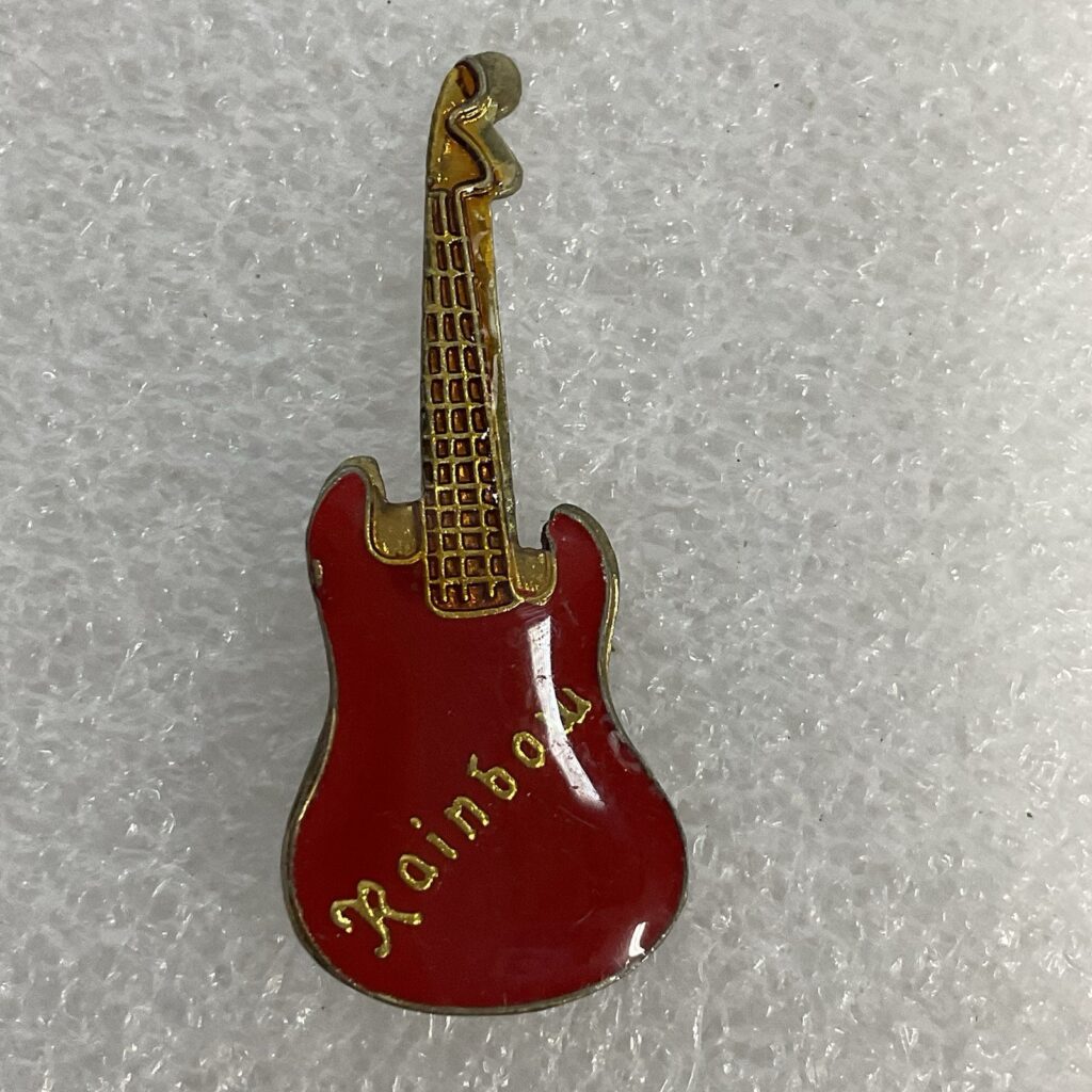 Rainbow Red Guitar Metal Vintage Enamel 1.5" Pin Pinback Richie Blackmore Rock - Image 1