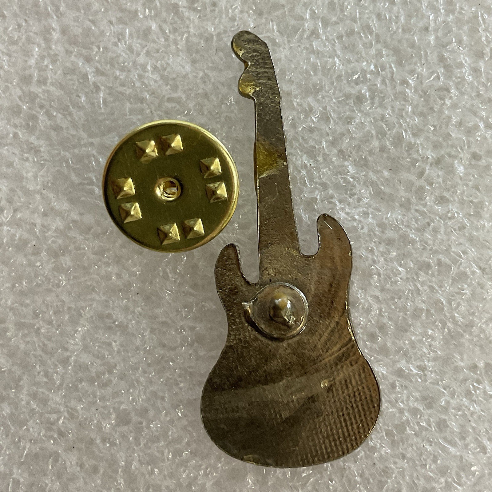 1980’s Vintage The Clash English Rock Band 1.5" Red & Gold Metal Guitar Pin - Image 8