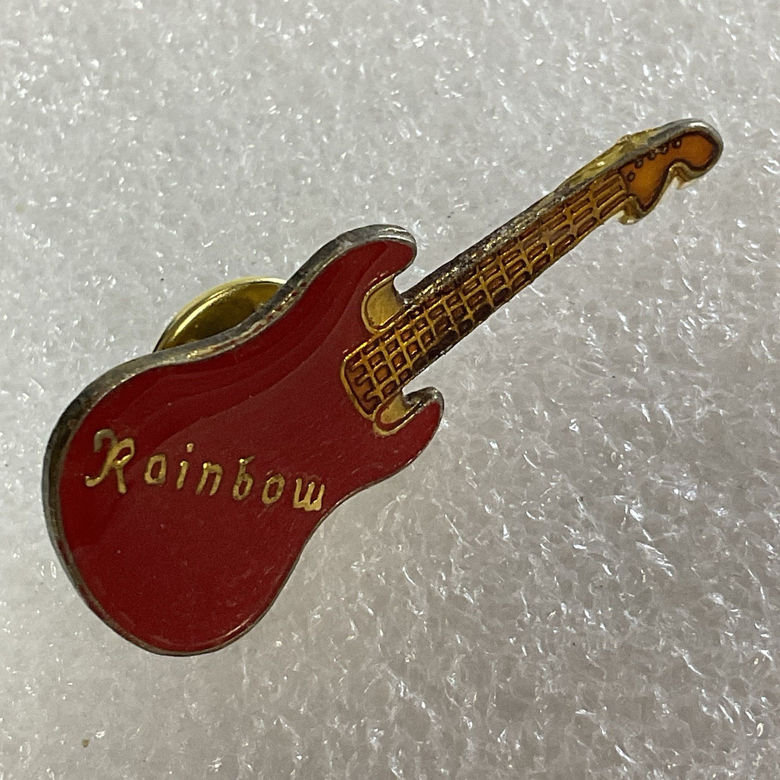 Rainbow Red Guitar Metal Enamel 1.5" Pin Pinback Vintage Richie Blackmore Rock - Image 4