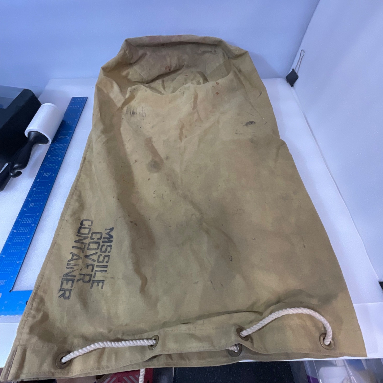 Missile Cover Container Canvas Drawstring Bag 32in Military Stencil - Image 3