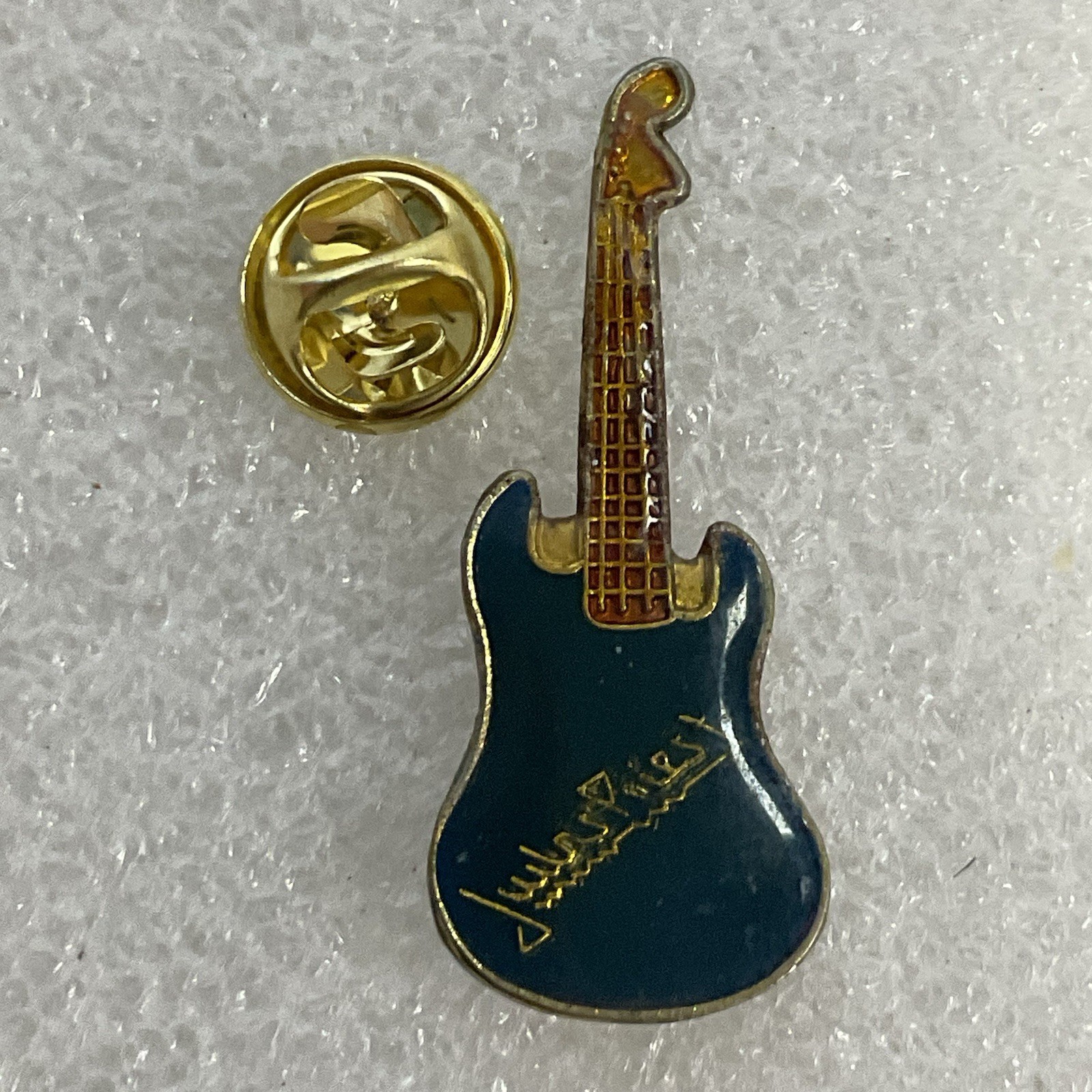 Judas Priest Blue & Gold Guitar Vintage Enamel Metal Pin Pinback GnuCollectibles - Image 7