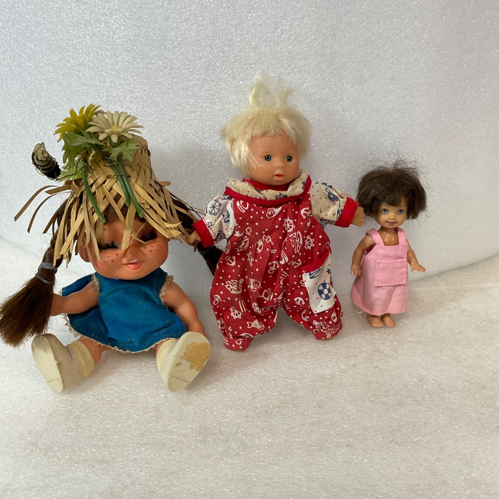 Vintage 3 Doll Lot 8in 7in 4in Mattel & Others Marked As Is - Image 1