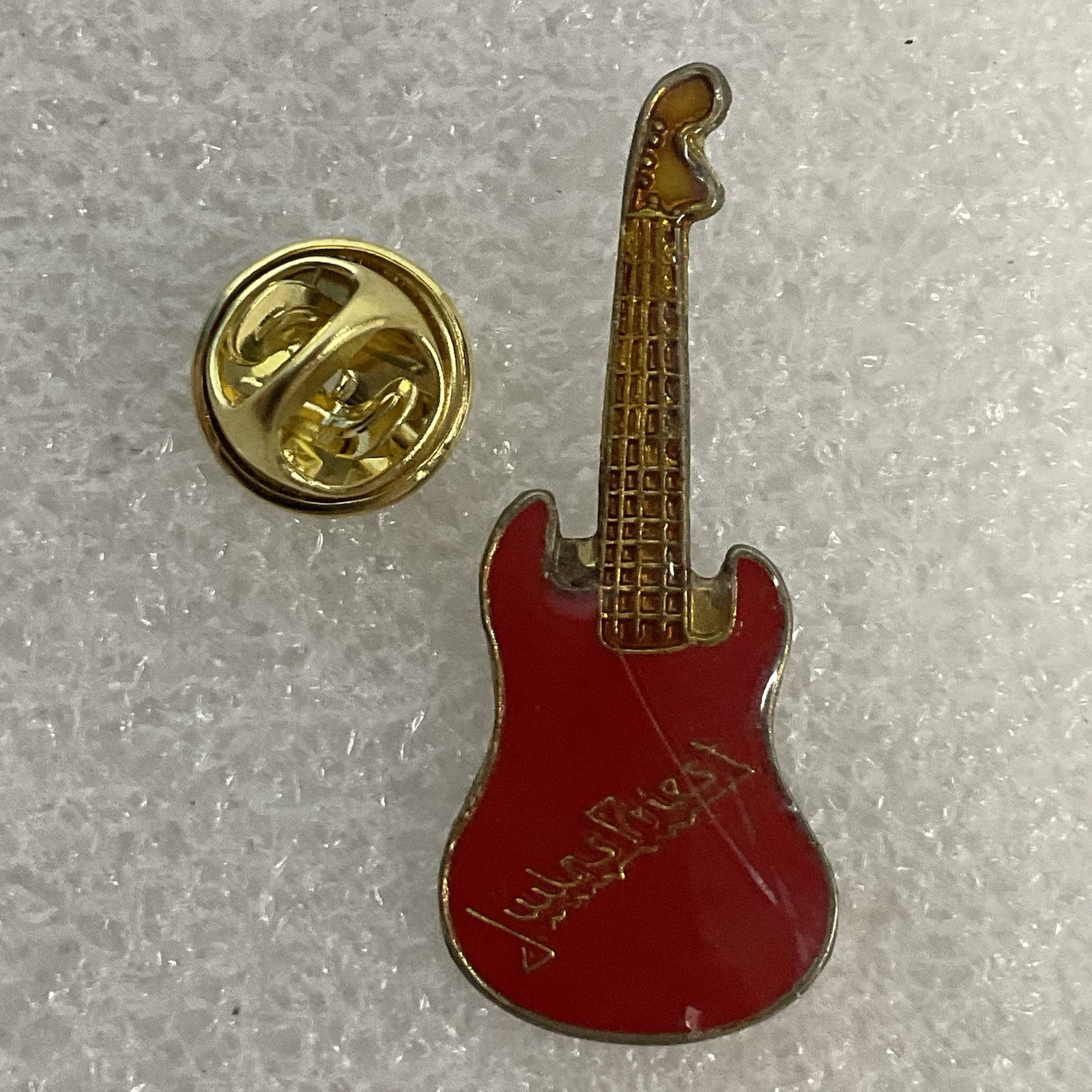 Judas Priest Red & Gold Vintage Guitar Enamel Metal Pin Pinback GnuCollectibles - Image 3