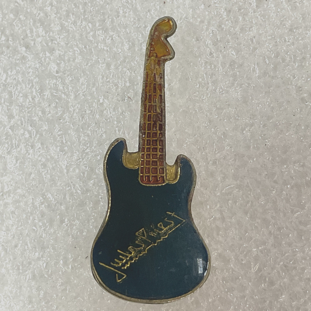 Judas Priest Blue & Gold Guitar Vintage Enamel Metal Pin Pinback GnuCollectibles - Image 1