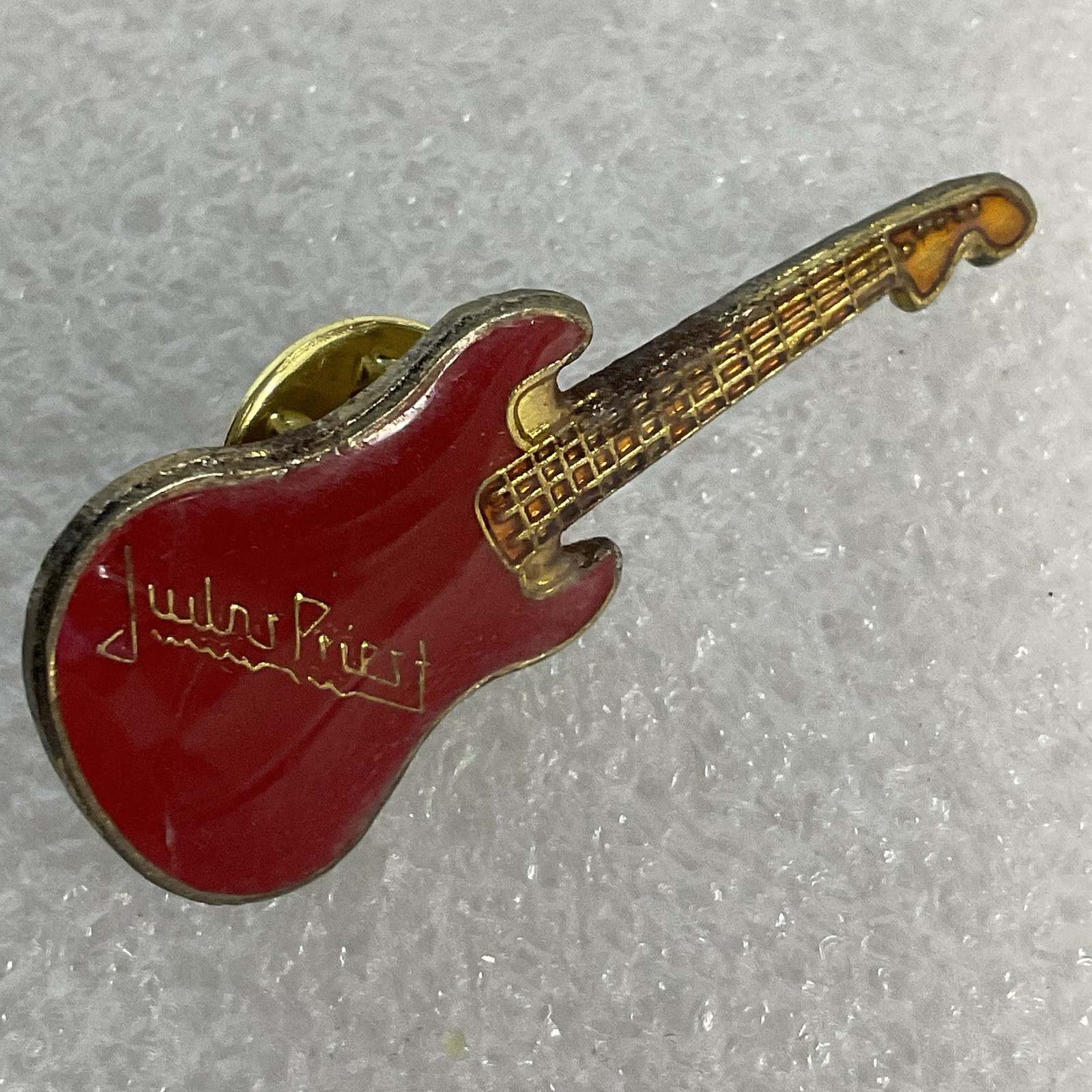 Judas Priest Red & Gold Guitar Vintage Enamel Metal Pin Pinback GnuCollectibles - Image 6