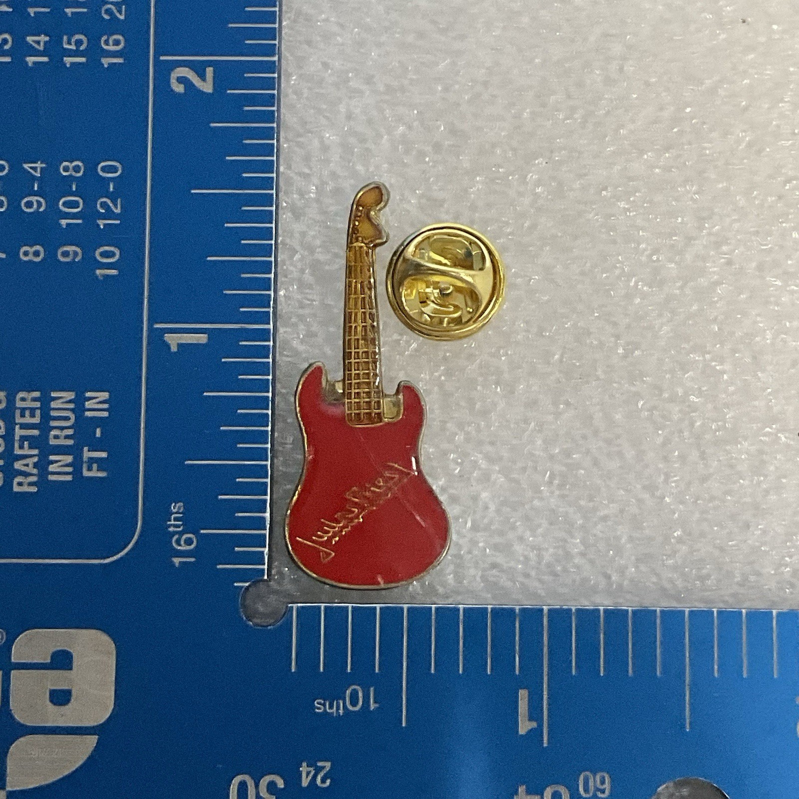 Judas Priest Red & Gold Vintage Guitar Enamel Metal Pin Pinback GnuCollectibles - Image 9