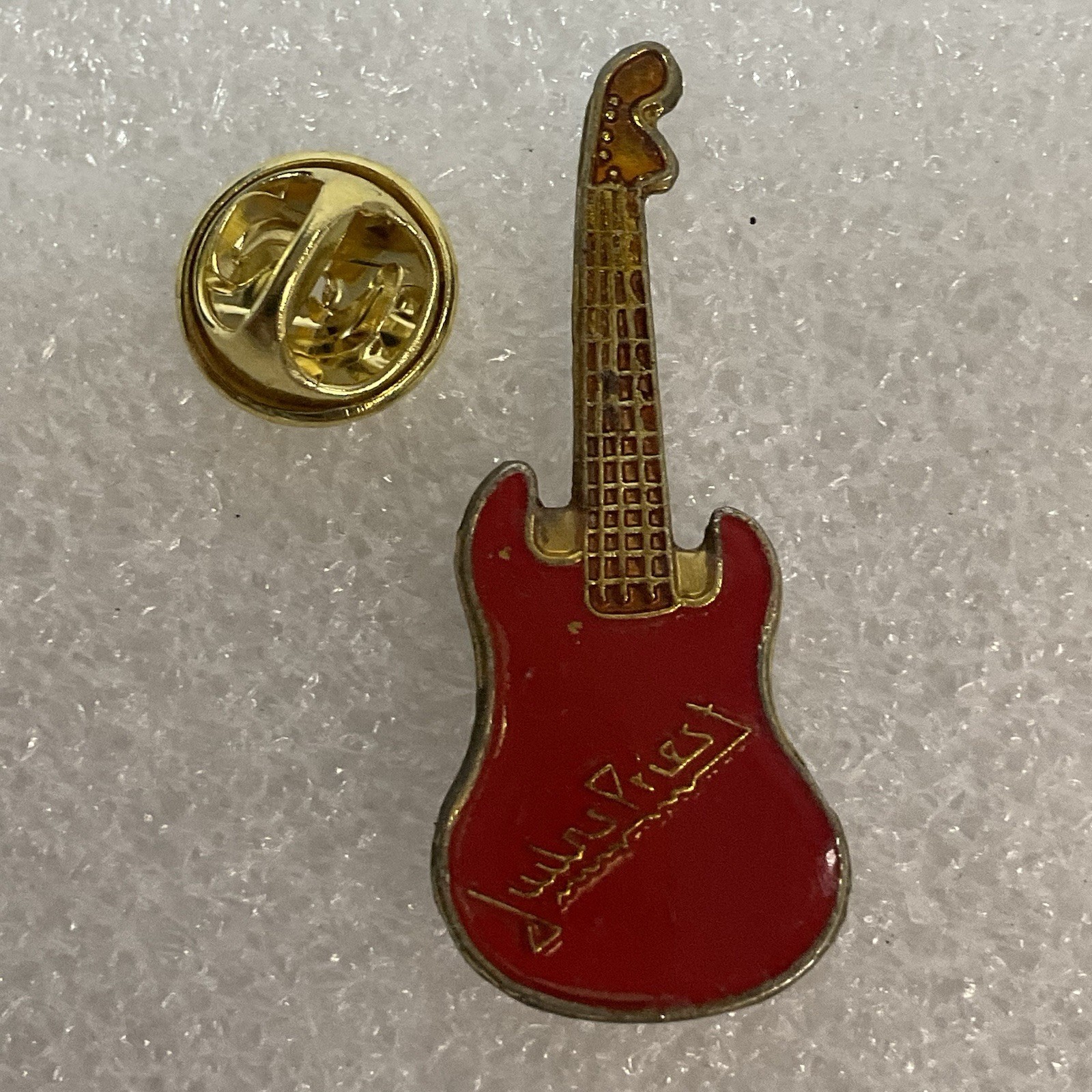 Judas Priest Vintage Red & Gold Guitar Enamel Metal Pin Pinback GnuCollectibles - Image 3