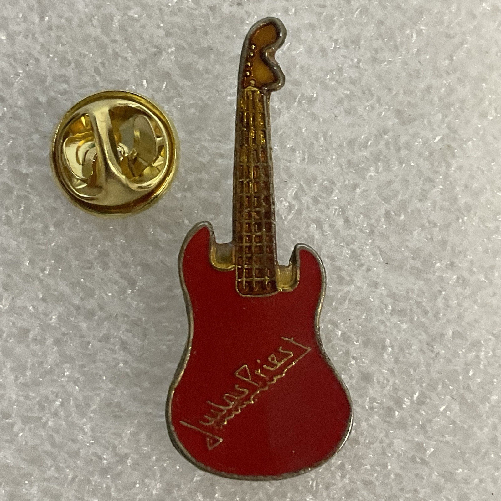 Judas Priest Red & Gold Guitar Vintage Enamel Metal Pin Pinback GnuCollectibles - Image 5