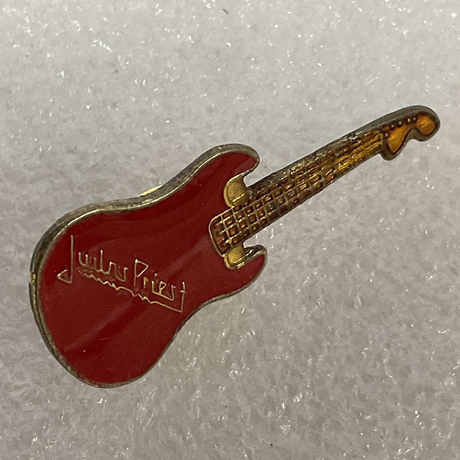 Judas Priest Red & Gold Guitar Vintage Enamel Metal Pin Pinback GnuCollectibles - Image 6