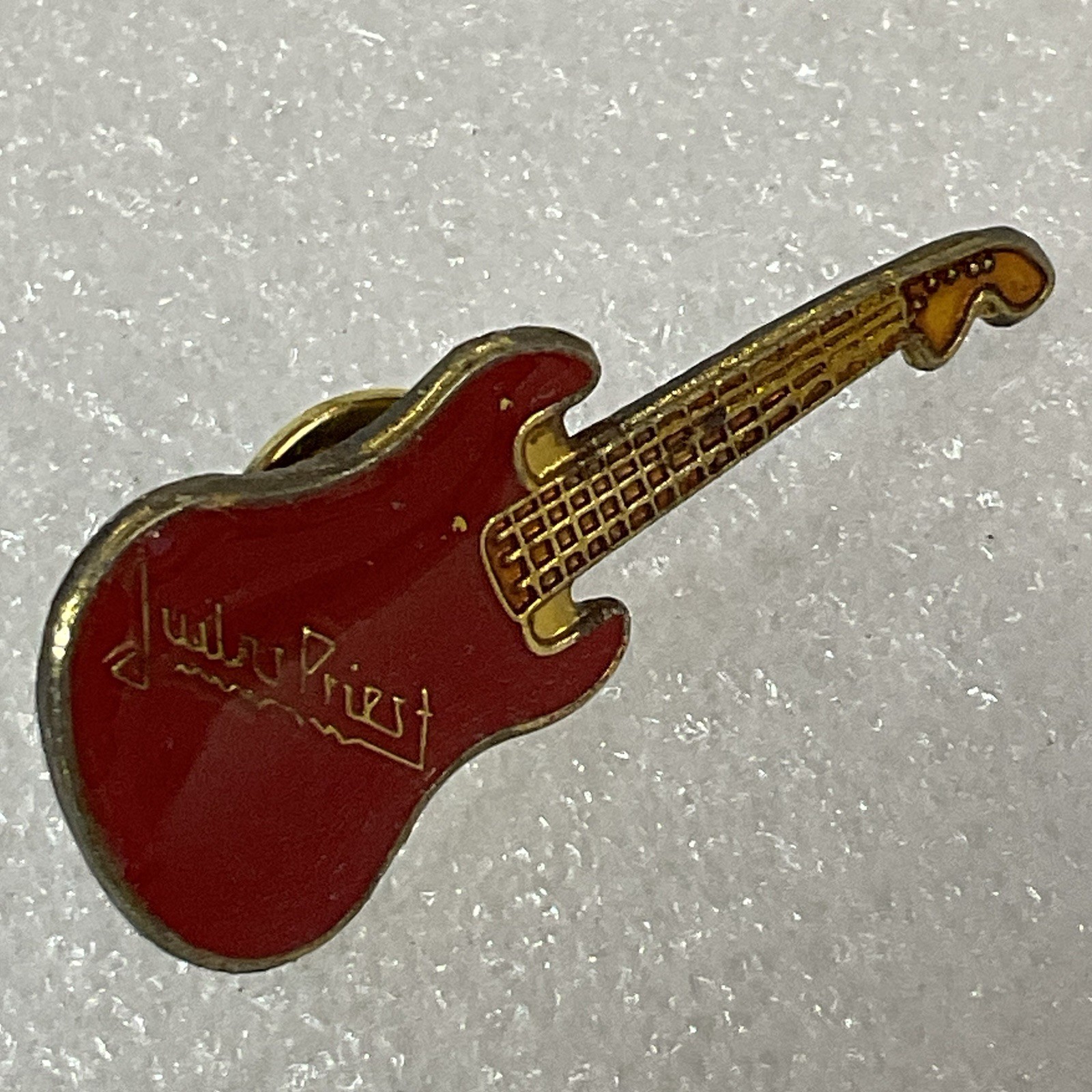 Judas Priest Vintage Red & Gold Guitar Enamel Metal Pin Pinback GnuCollectibles - Image 8