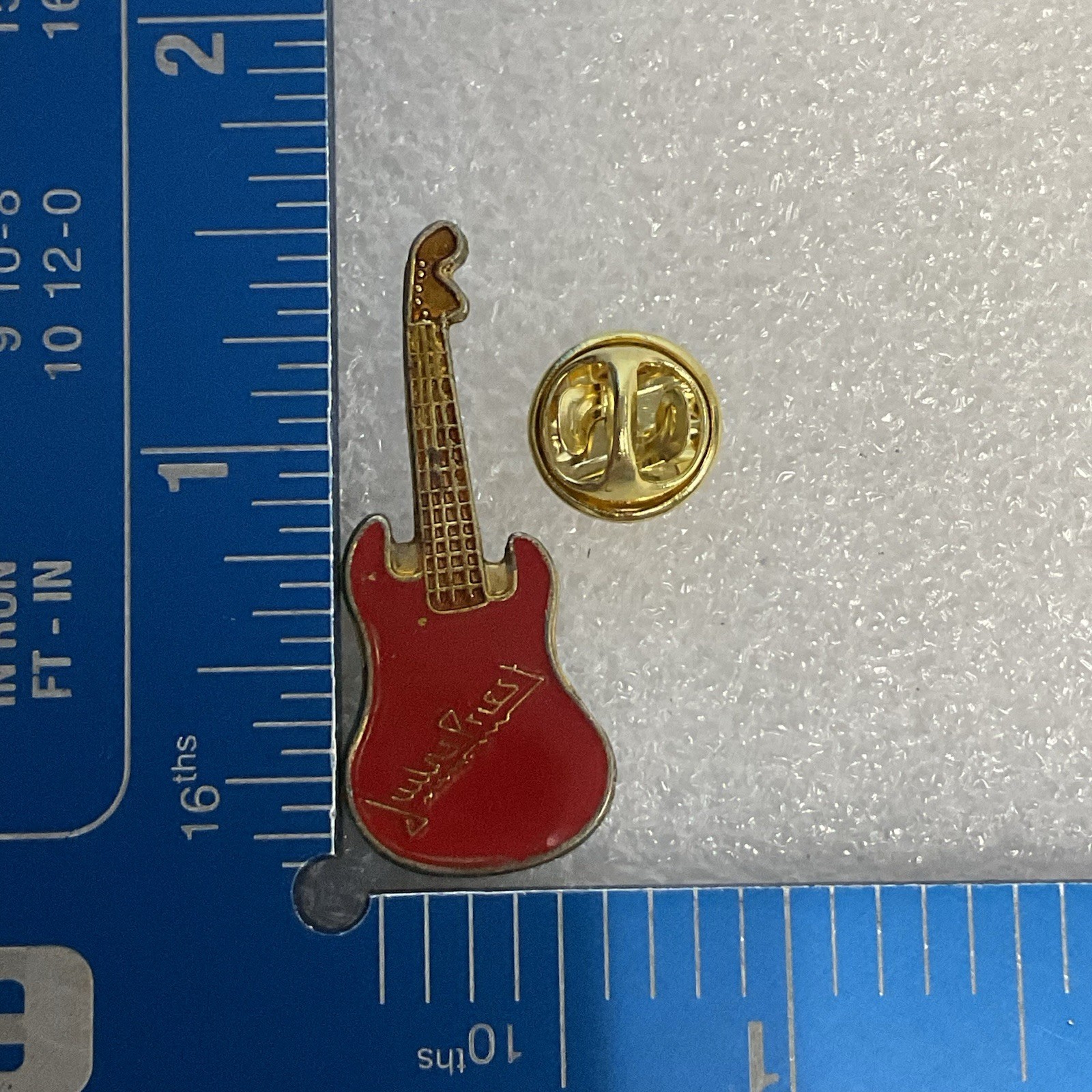 Judas Priest Vintage Red & Gold Guitar Enamel Metal Pin Pinback GnuCollectibles - Image 9