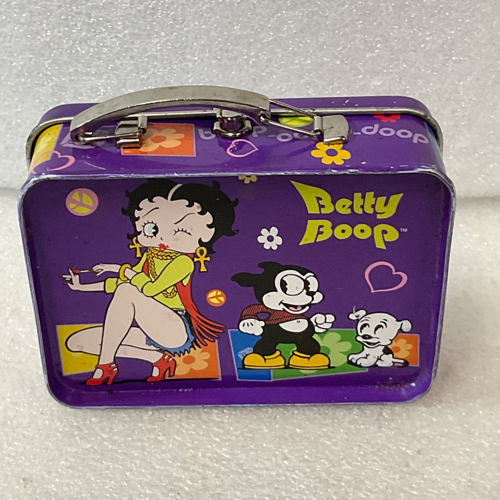Betty Boop Mini Metal Lunch Pail Tin Box 4in Purple 2003 King Features - Image 3