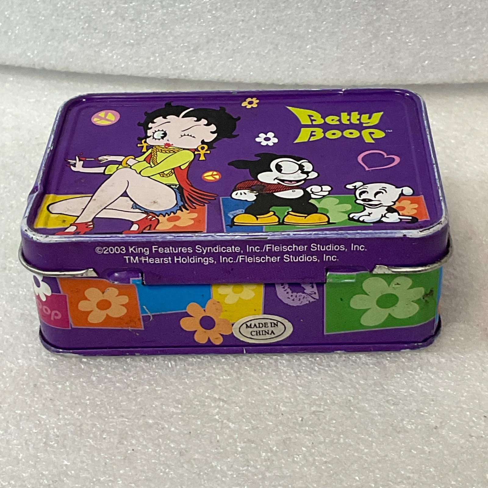 Betty Boop Mini Metal Lunch Pail Tin Box 4in Purple 2003 King Features - Image 5