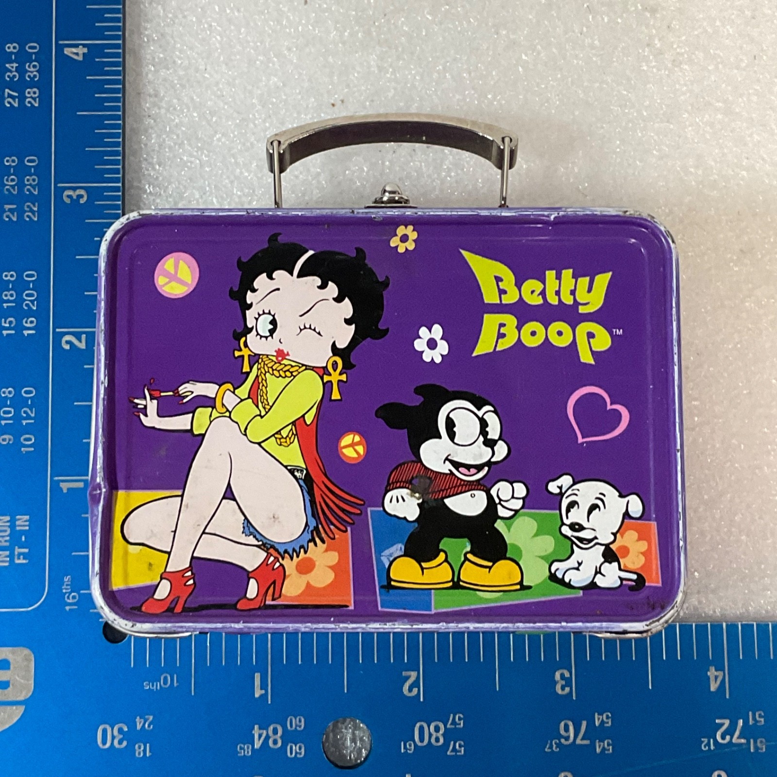 Betty Boop Mini Metal Lunch Pail Tin Box 4in Purple 2003 King Features - Image 6