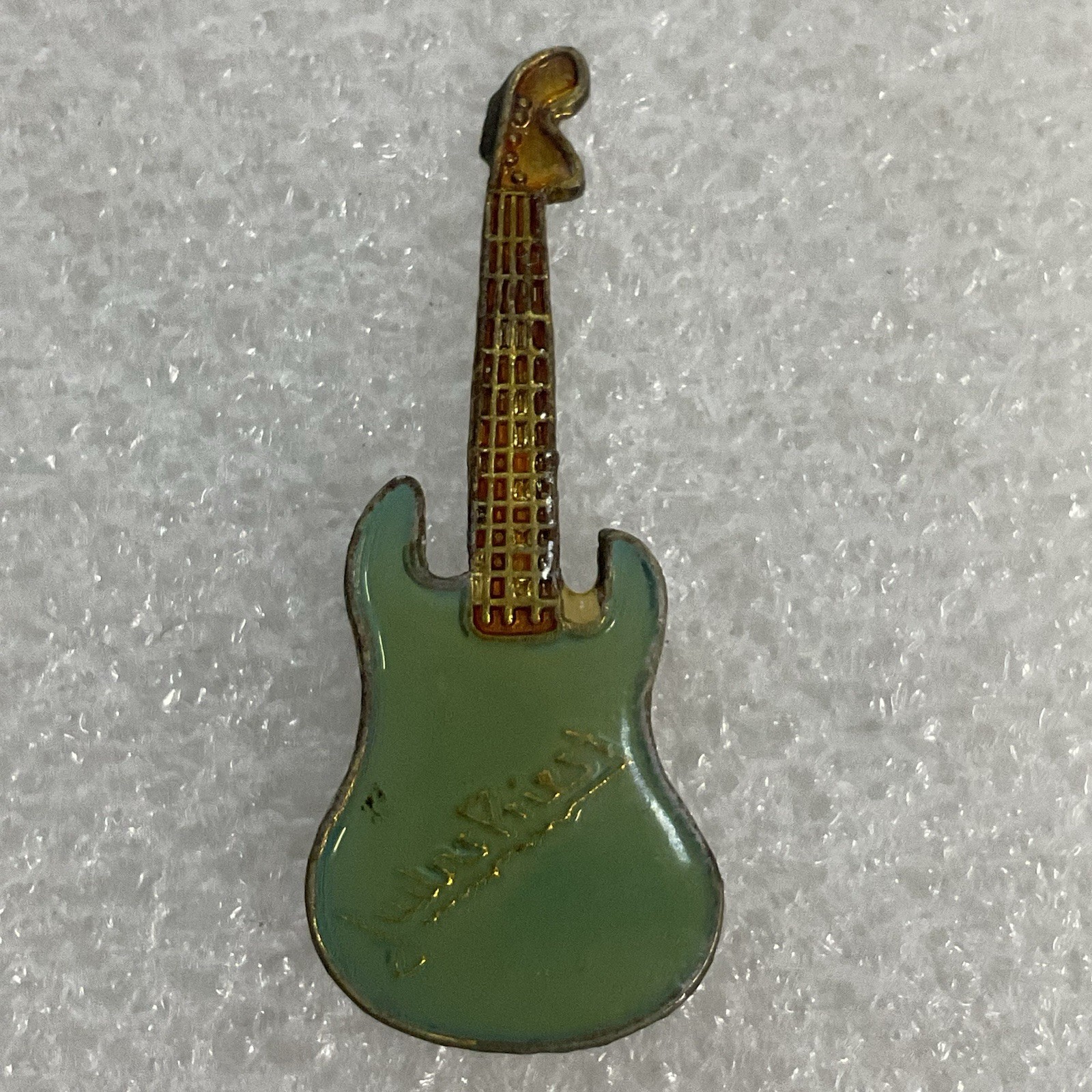 Judas Priest Teal & Gold Guitar Vintage Enamel Metal Pin Pinback GnuCollectibles - Image 1