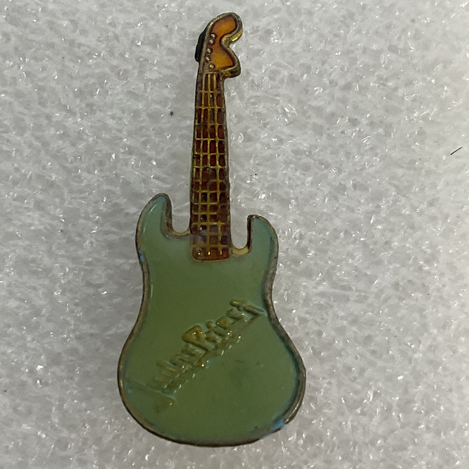 Judas Priest Teal & Gold Guitar Vintage Enamel Metal Pin Pinback GnuCollectibles - Image 1