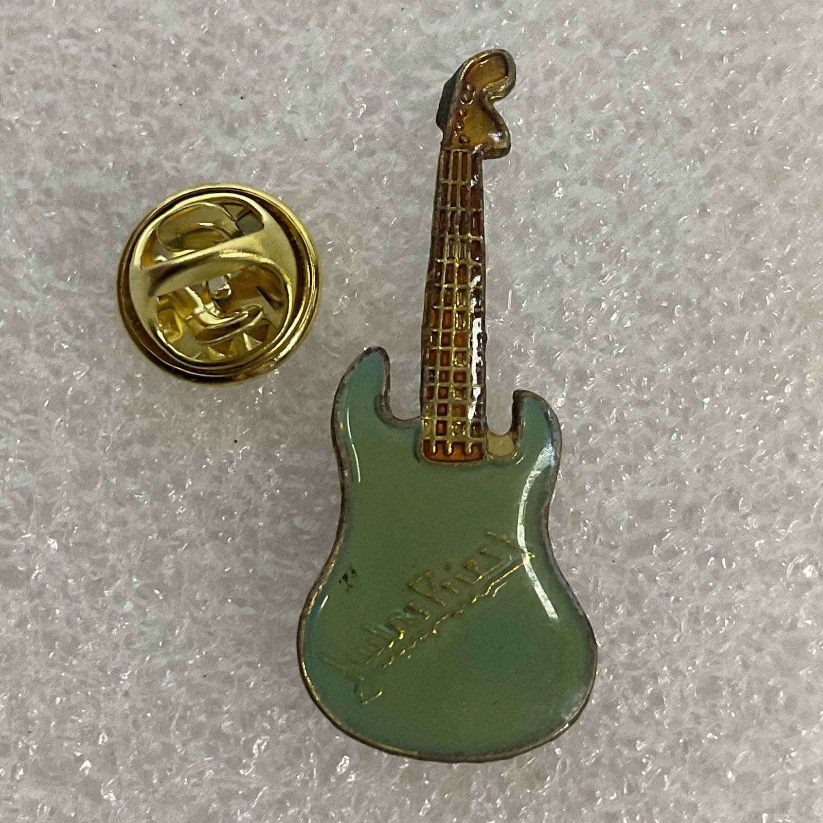 Judas Priest Teal & Gold Guitar Vintage Enamel Metal Pin Pinback GnuCollectibles - Image 3