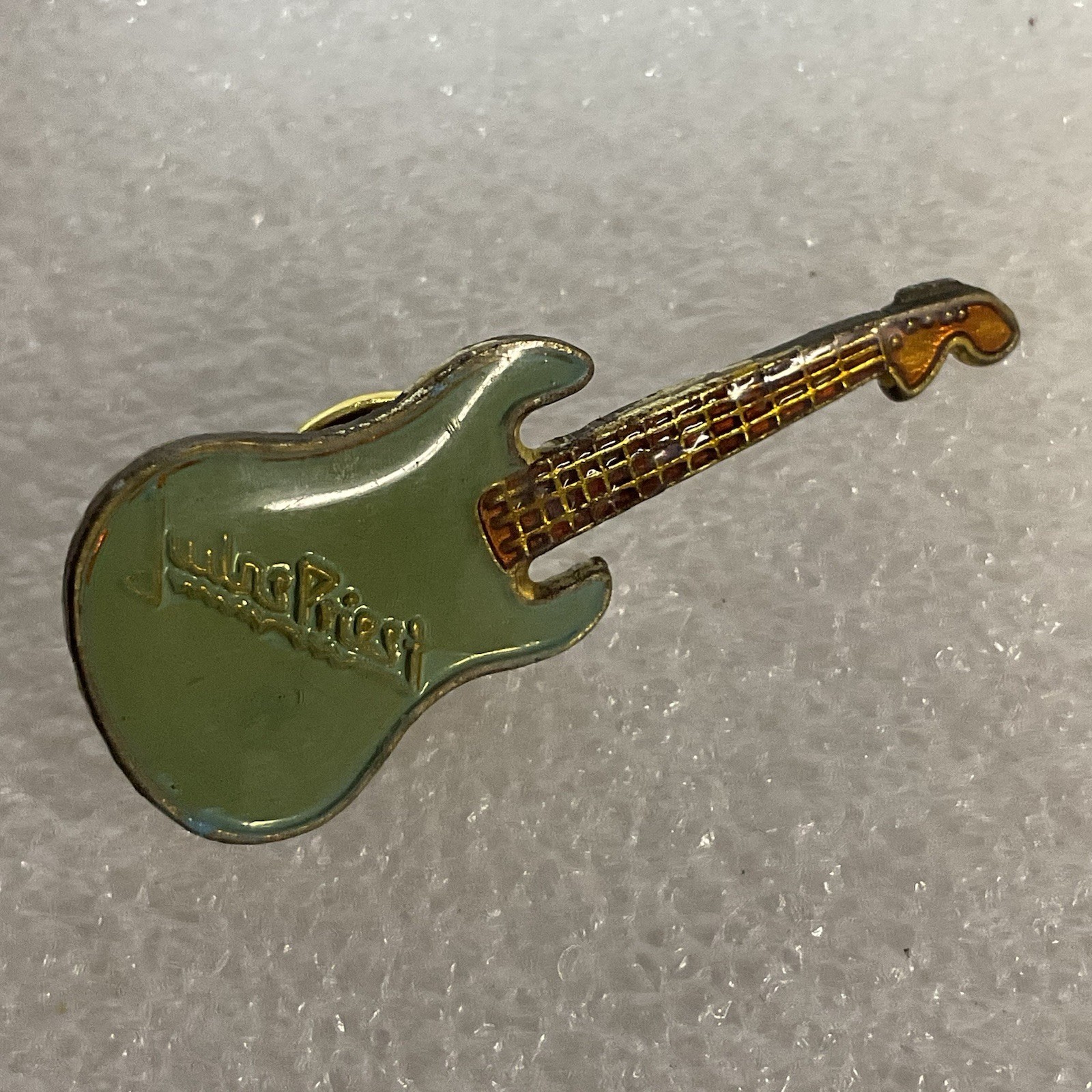 Judas Priest Teal & Gold Guitar Vintage Enamel Metal Pin Pinback GnuCollectibles - Image 4
