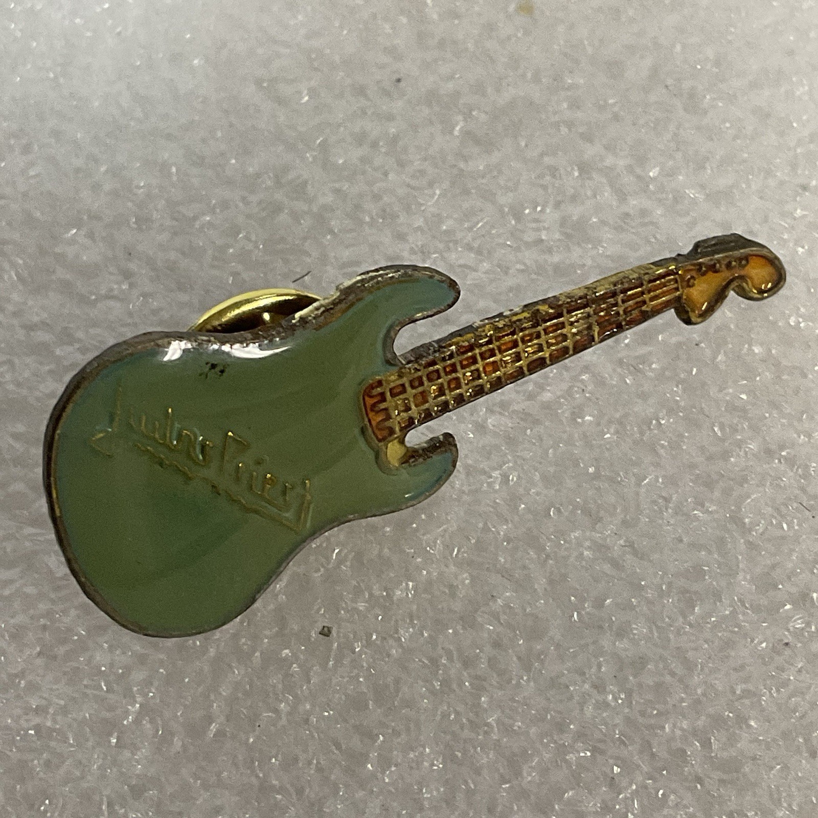 Judas Priest Teal & Gold Guitar Vintage Enamel Metal Pin Pinback GnuCollectibles - Image 6