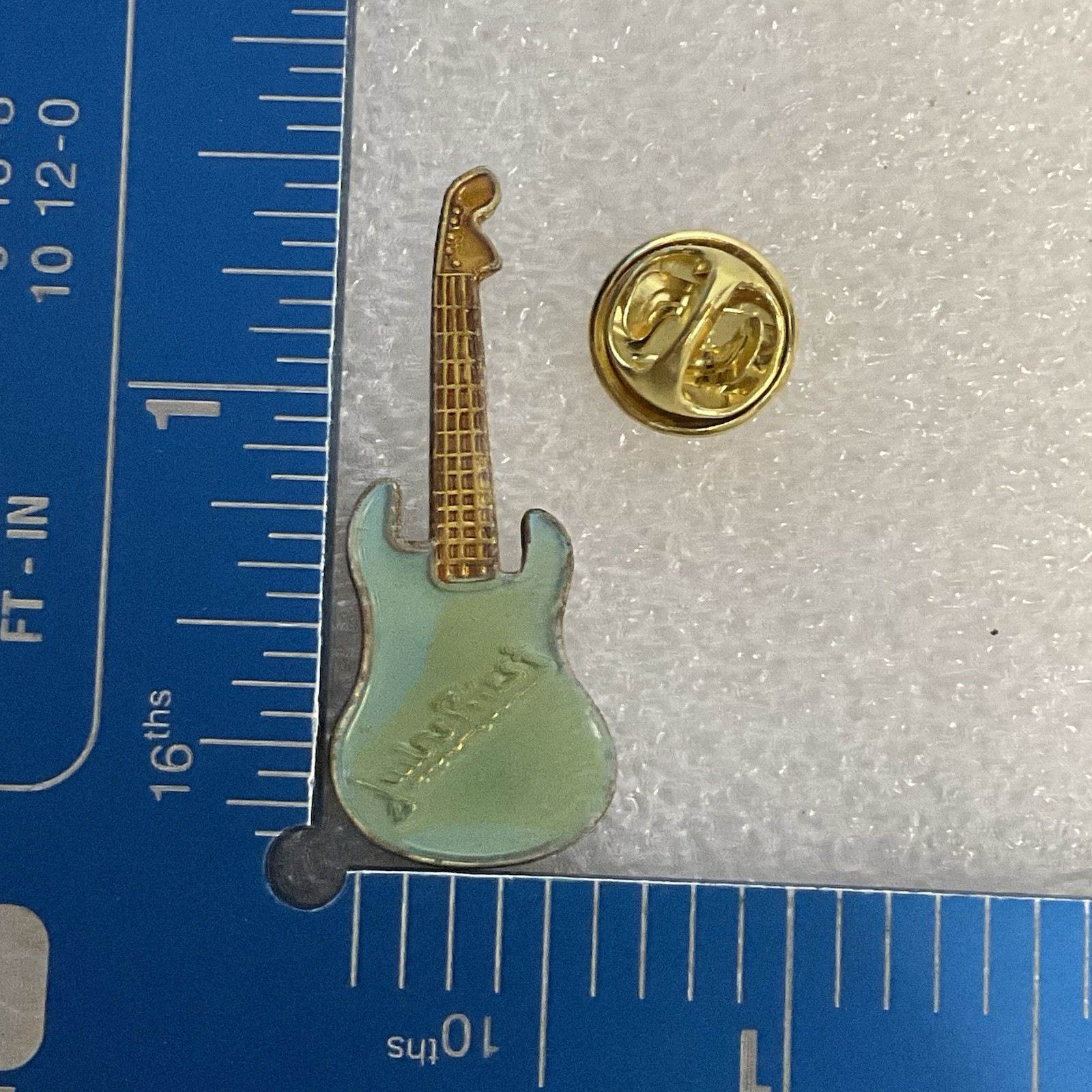 Judas Priest Teal & Gold Guitar Vintage Enamel Metal Pin Pinback GnuCollectibles - Image 7