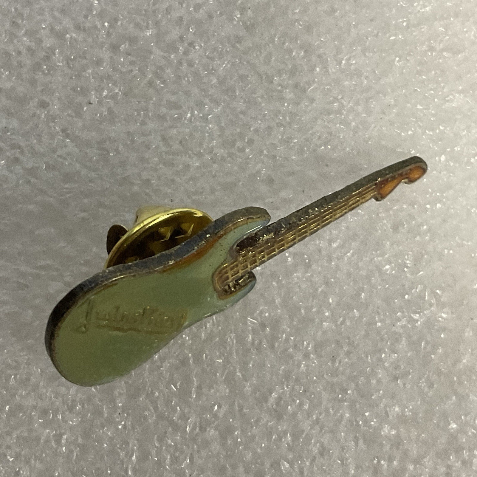 Judas Priest Teal & Gold Guitar Enamel Vintage Metal Pin Pinback GnuCollectibles - Image 3