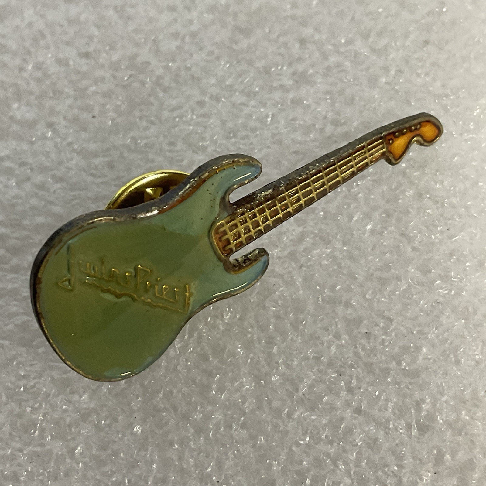 Judas Priest Teal & Gold Guitar Enamel Vintage Metal Pin Pinback GnuCollectibles - Image 4
