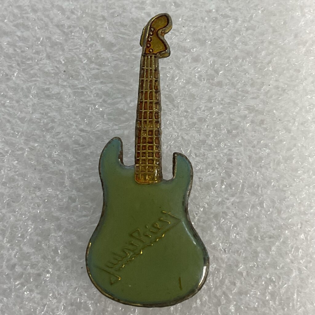 Judas Priest Teal & Gold Guitar Enamel Metal Vintage Pin Pinback GnuCollectibles - Image 1