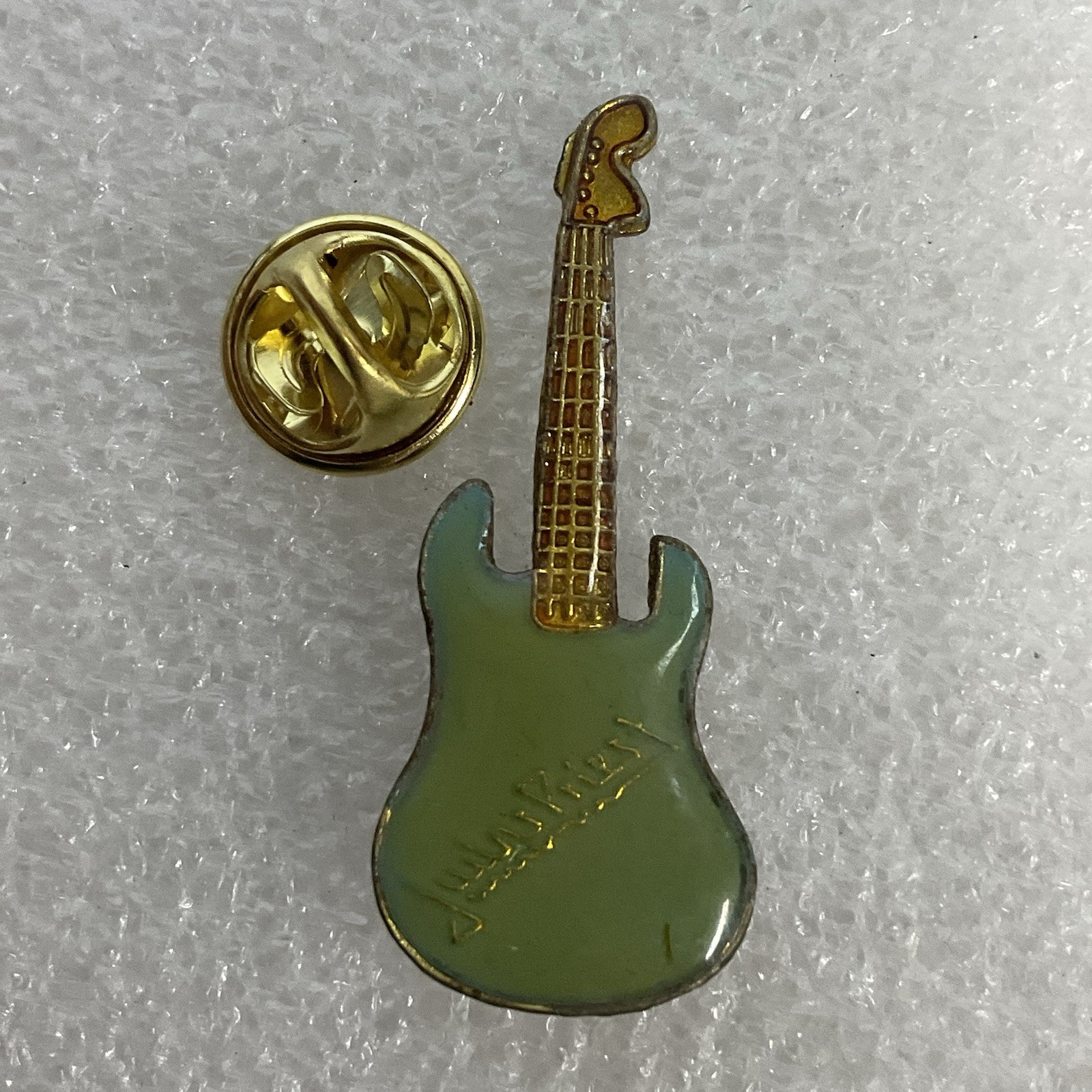 Judas Priest Teal & Gold Guitar Enamel Metal Vintage Pin Pinback GnuCollectibles - Image 8