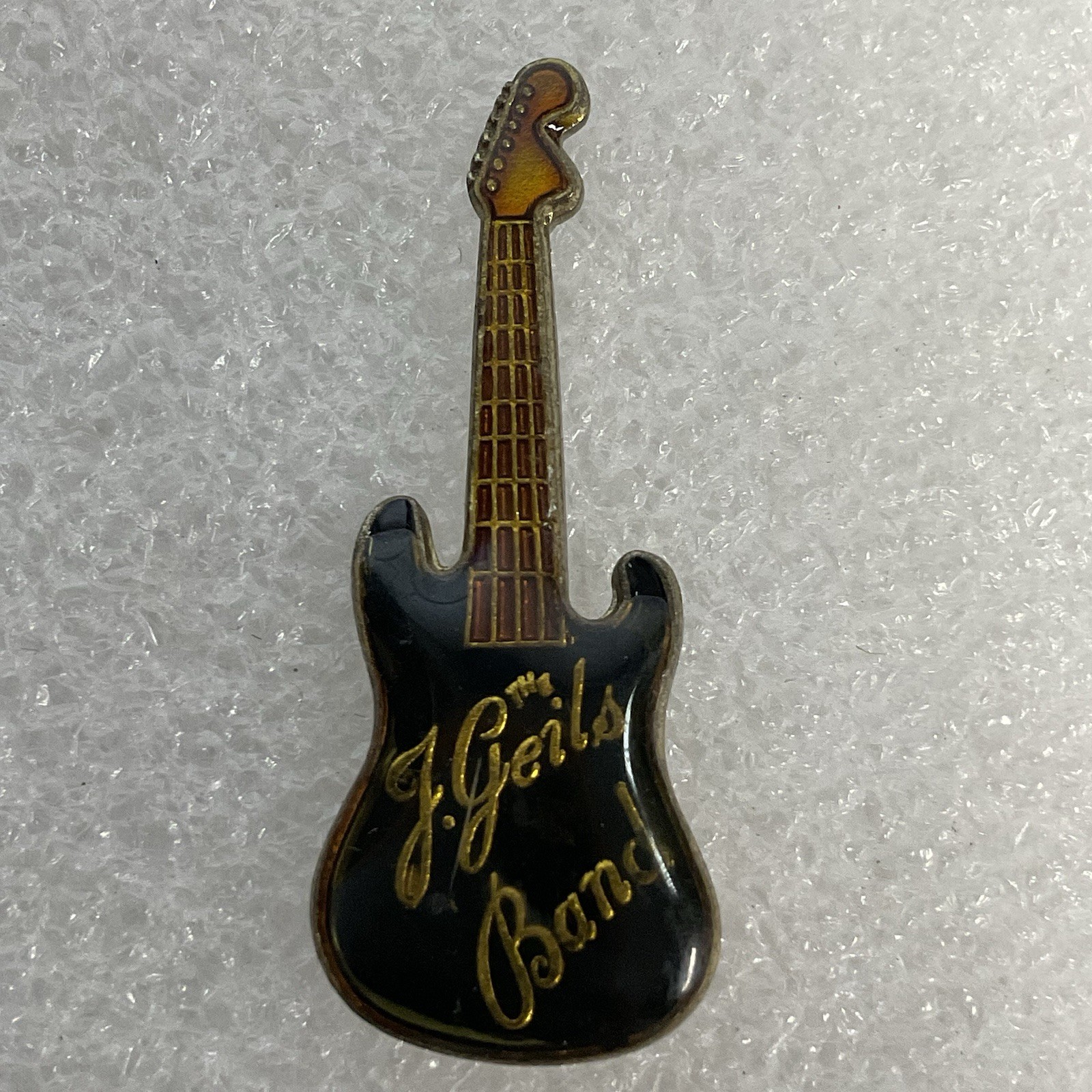 The J Geils Band Vtg Black &Gold Guitar Enamel Metal Pin Pinback GnuCollectibles - Image 1
