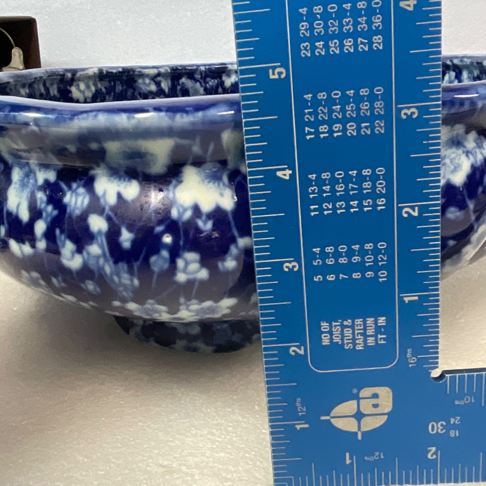 Blue White Ceramic Wash Basin Pitcher Set Floral Oval 16in Bowl - Image 8