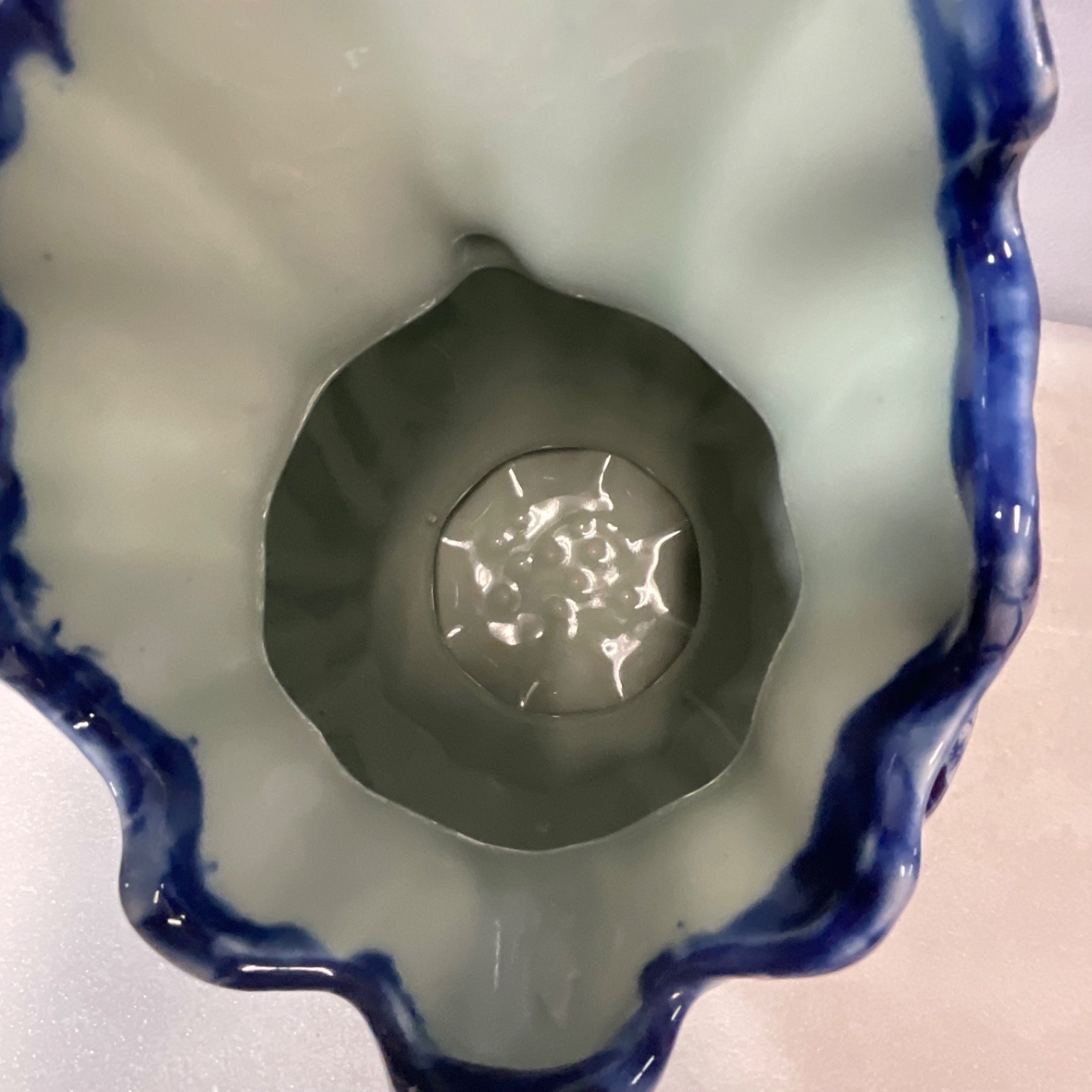 Blue White Ceramic Wash Basin Pitcher Set Floral Oval 16in Bowl - Image 11