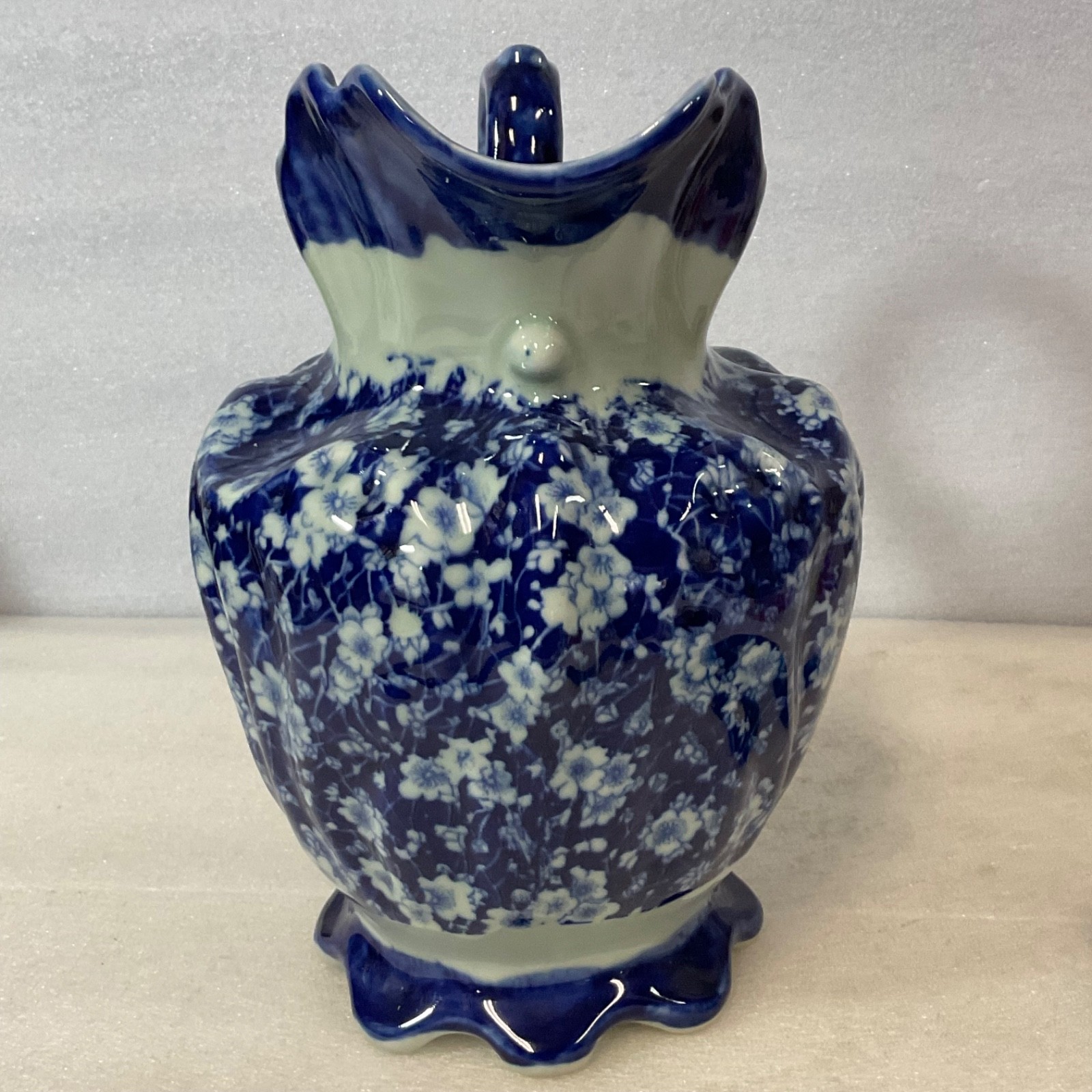 Blue White Ceramic Wash Basin Pitcher Set Floral Oval 16in Bowl - Image 13