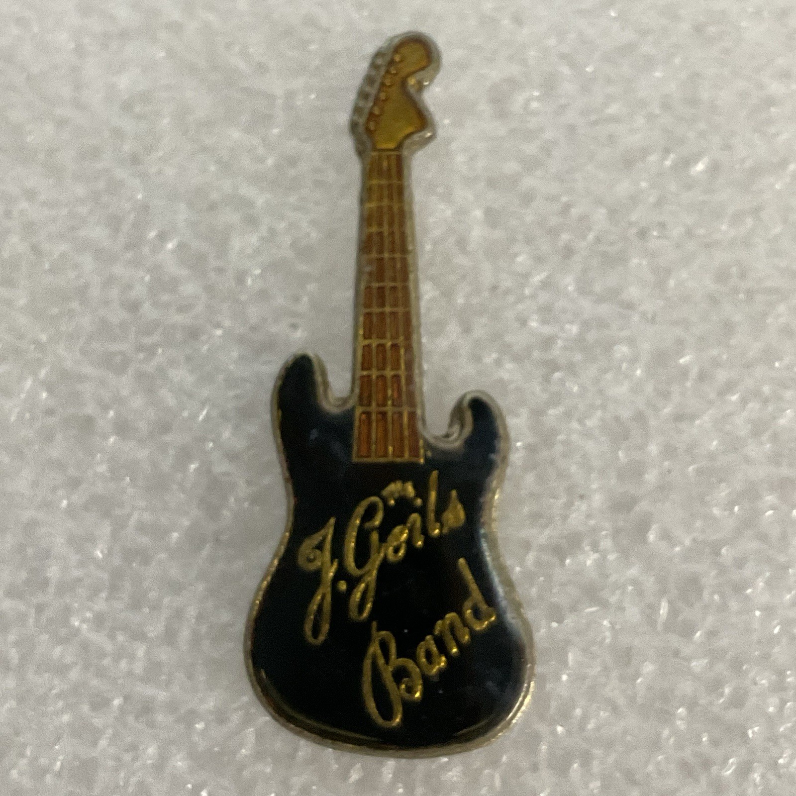The J Geils Band Black &Gold Guitar Enamel Metal Pin Vtg Pinback GnuCollectibles - Image 1