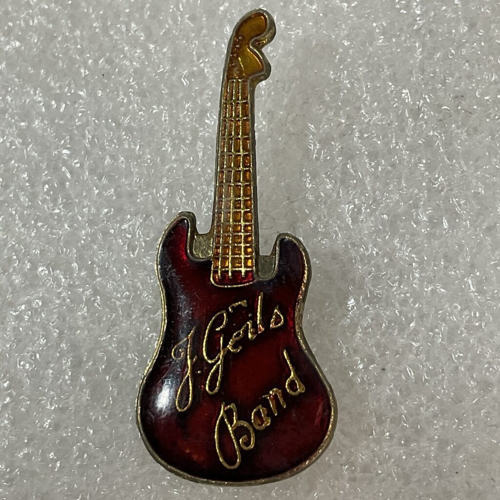 The J Geils Band Vtg Red & Gold Guitar Enamel Metal Pin Pinback GnuCollectibles - Image 1