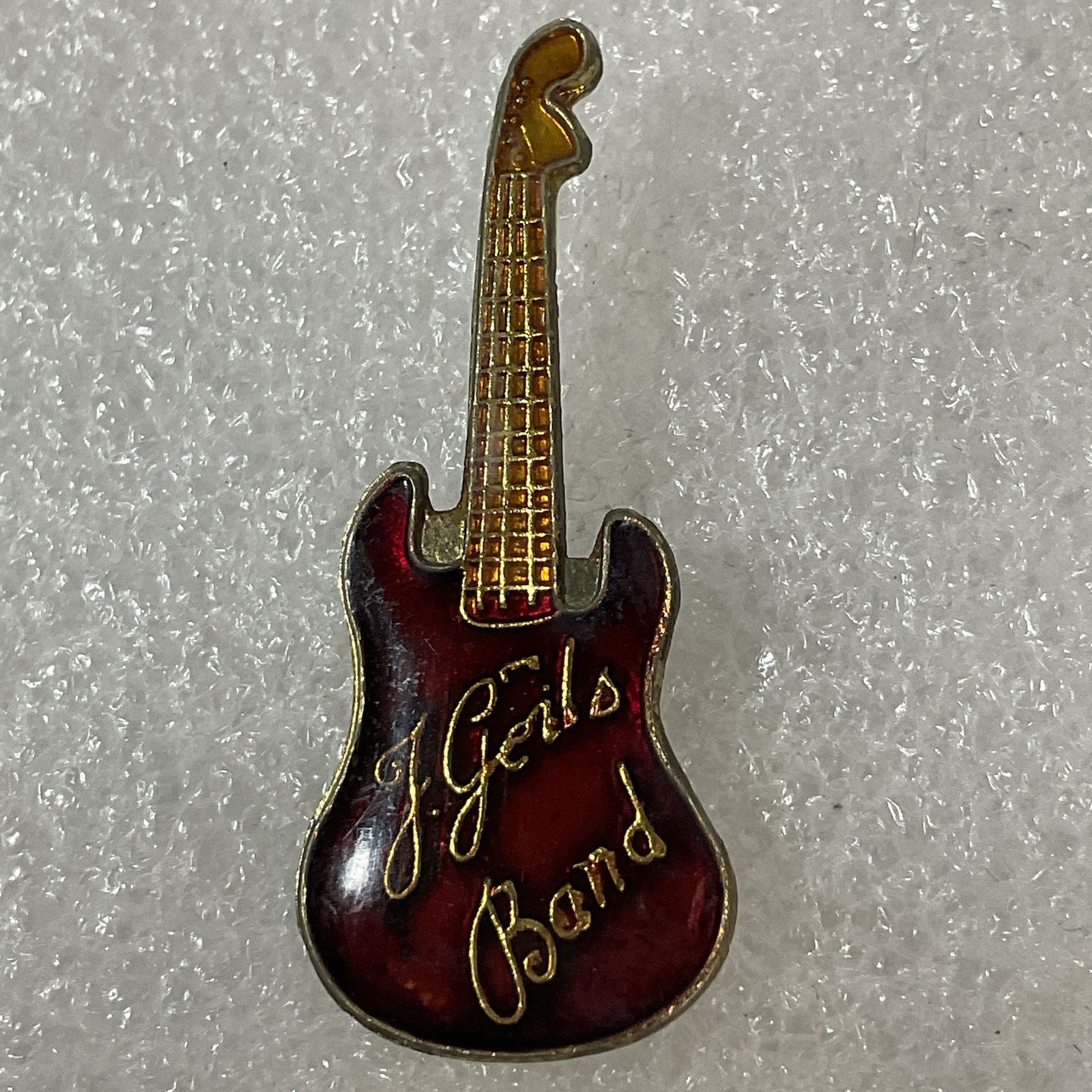 The J Geils Band Vtg Red & Gold Guitar Enamel Metal Pin Pinback GnuCollectibles - Image 1