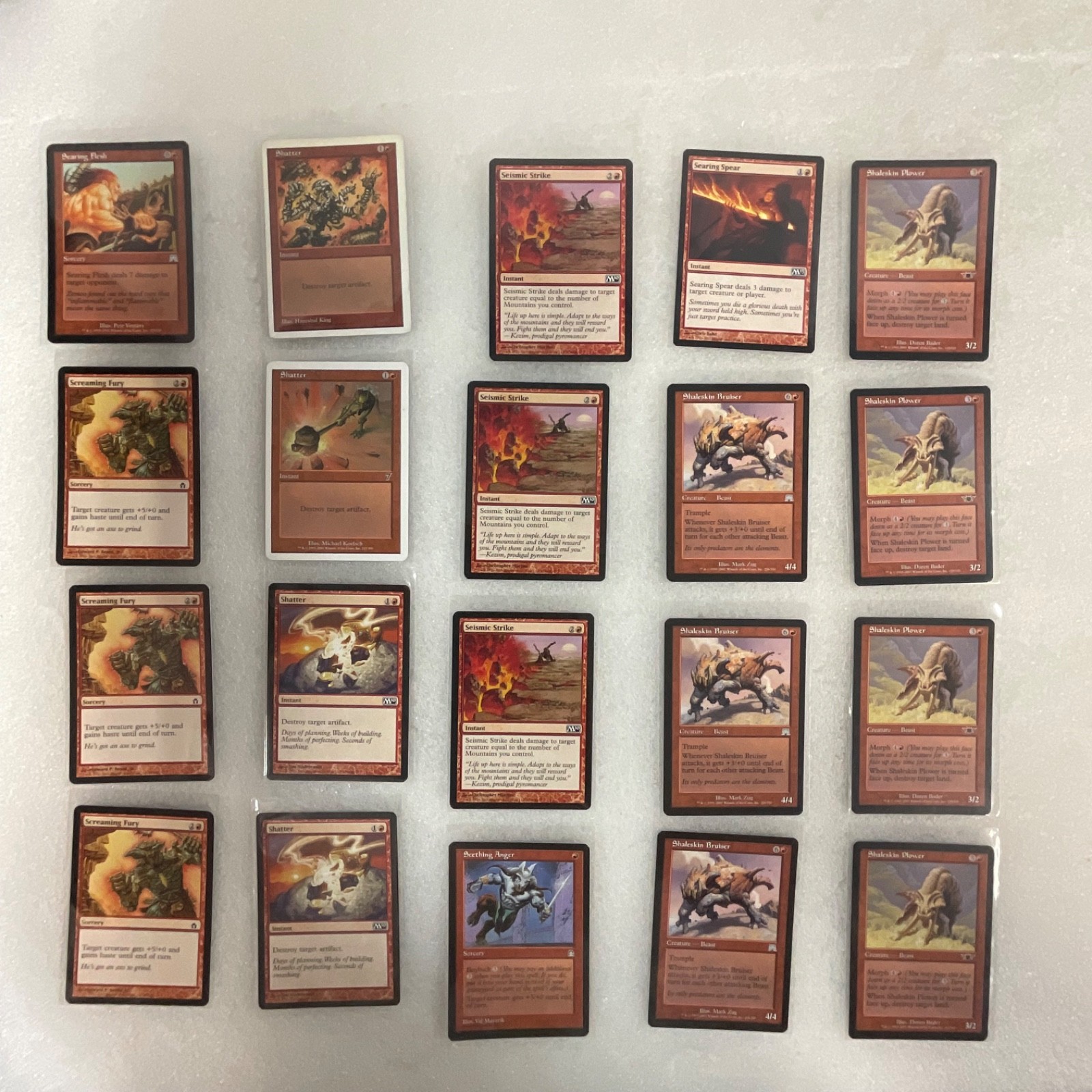 MTG 20 Card Red Lot Searing Flesh Shatter Seismic Strike Mixed Sets - Image 1