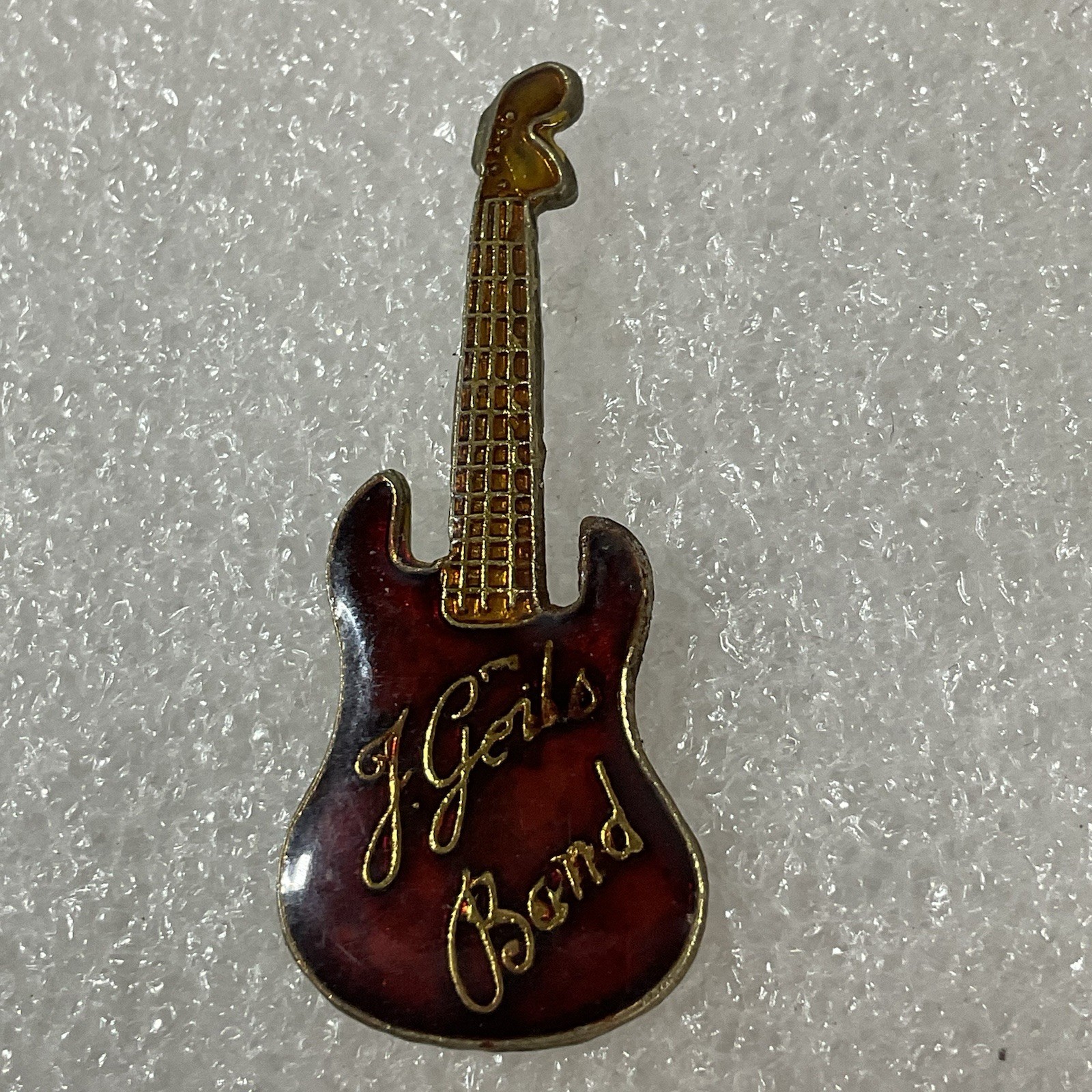 The J Geils Band Vtg Red & Gold Guitar Enamel Metal Pin Pinback GnuCollectibles - Image 1