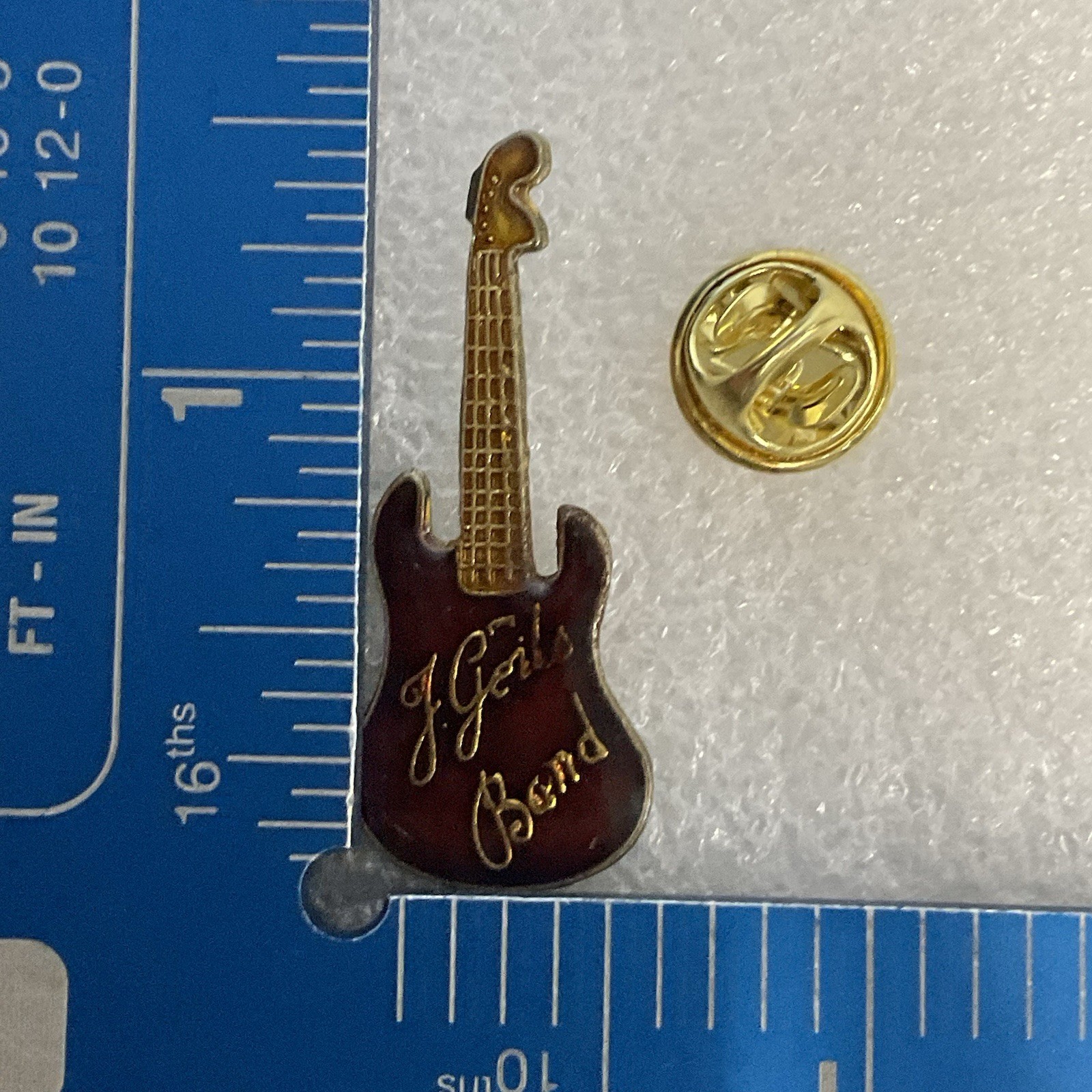 The J Geils Band Vtg Red & Gold Guitar Enamel Metal Pin Pinback GnuCollectibles - Image 5