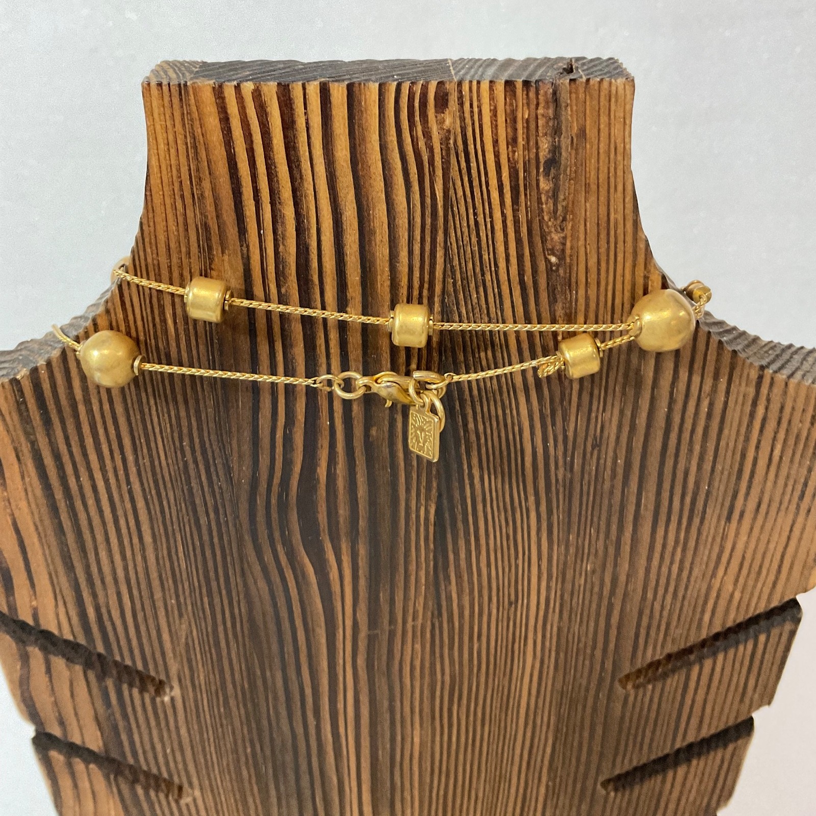 Anne Klein 42in Gold Tone Beaded Necklace Multi Strand Chain Modern Classic - Image 2
