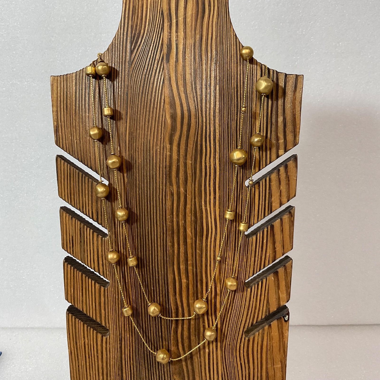 Anne Klein 42in Gold Tone Beaded Necklace Multi Strand Chain Modern Classic - Image 1