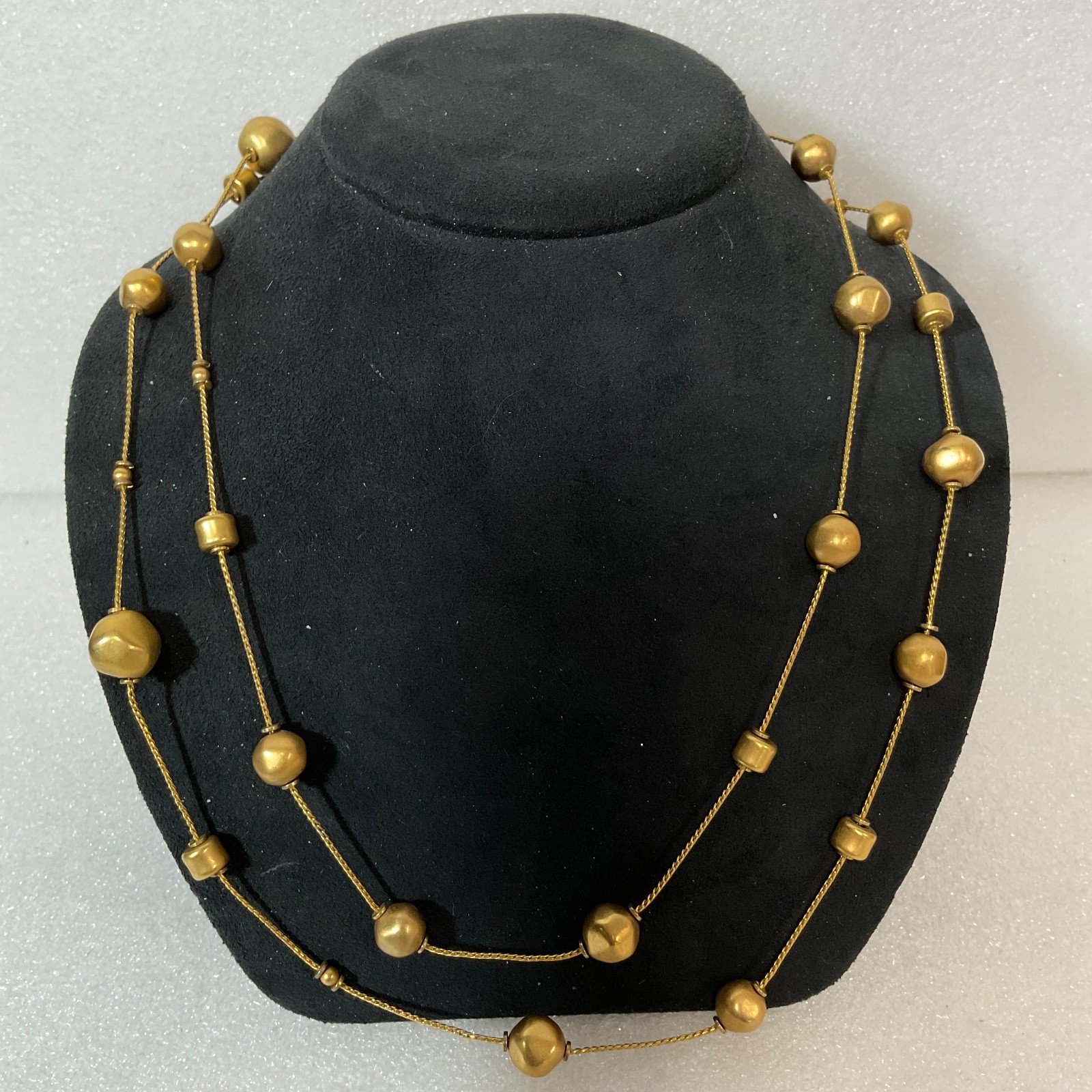 Anne Klein 42in Gold Tone Beaded Necklace Multi Strand Chain Modern Classic - Image 6