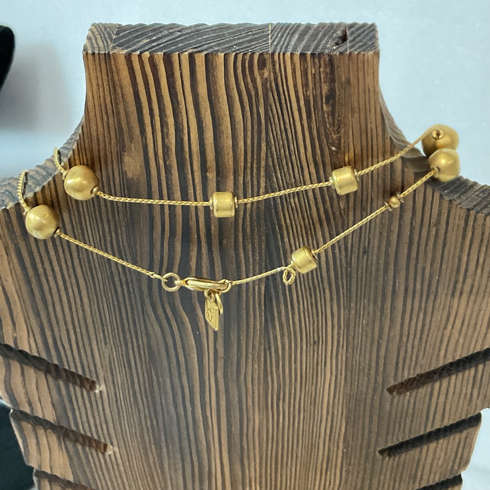 Anne Klein 42in Gold Tone Beaded Necklace Multi Strand Chain Modern Classic - Image 4