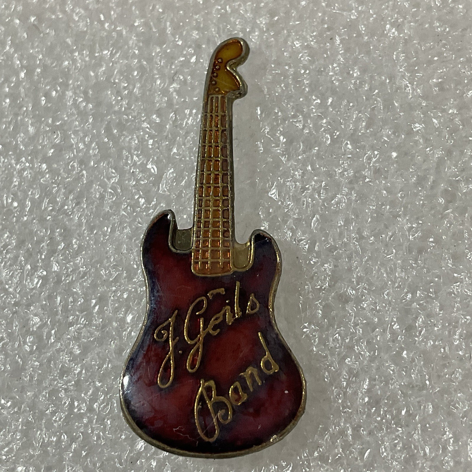 The J Geils BandRed & Gold Vtg Guitar Enamel Metal Pin Pinback GnuCollectibles - Image 1