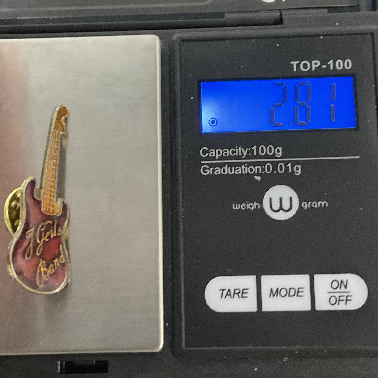 The J Geils BandRed & Gold Vtg Guitar Enamel Metal Pin Pinback GnuCollectibles - Image 9