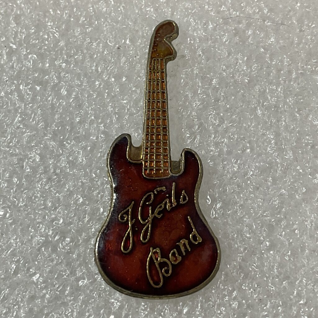 J Geils BandRed & Gold Guitar Enamel Metal Pin Pinback Vtg GnuCollectibles - Image 1