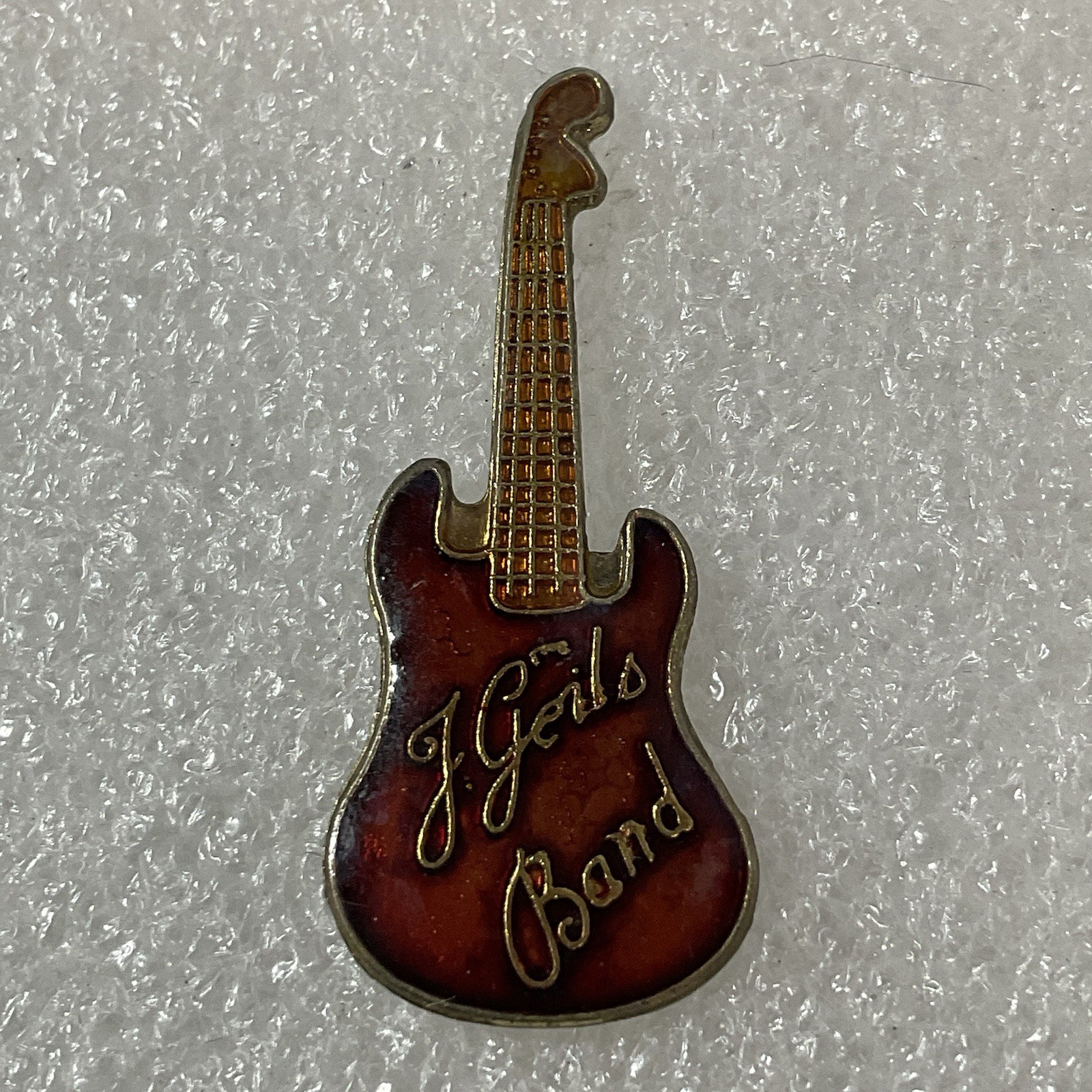 J Geils BandRed & Gold Guitar Enamel Metal Pin Pinback Vtg GnuCollectibles - Image 1